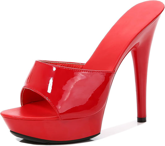 Women Fish Mouth Sky High Heel Platform Sexy Party Slides Round Open Toe Slip On High Heeled Backless Prom Sandals Fashion Stiletto Dress Bridal Evening Shoes