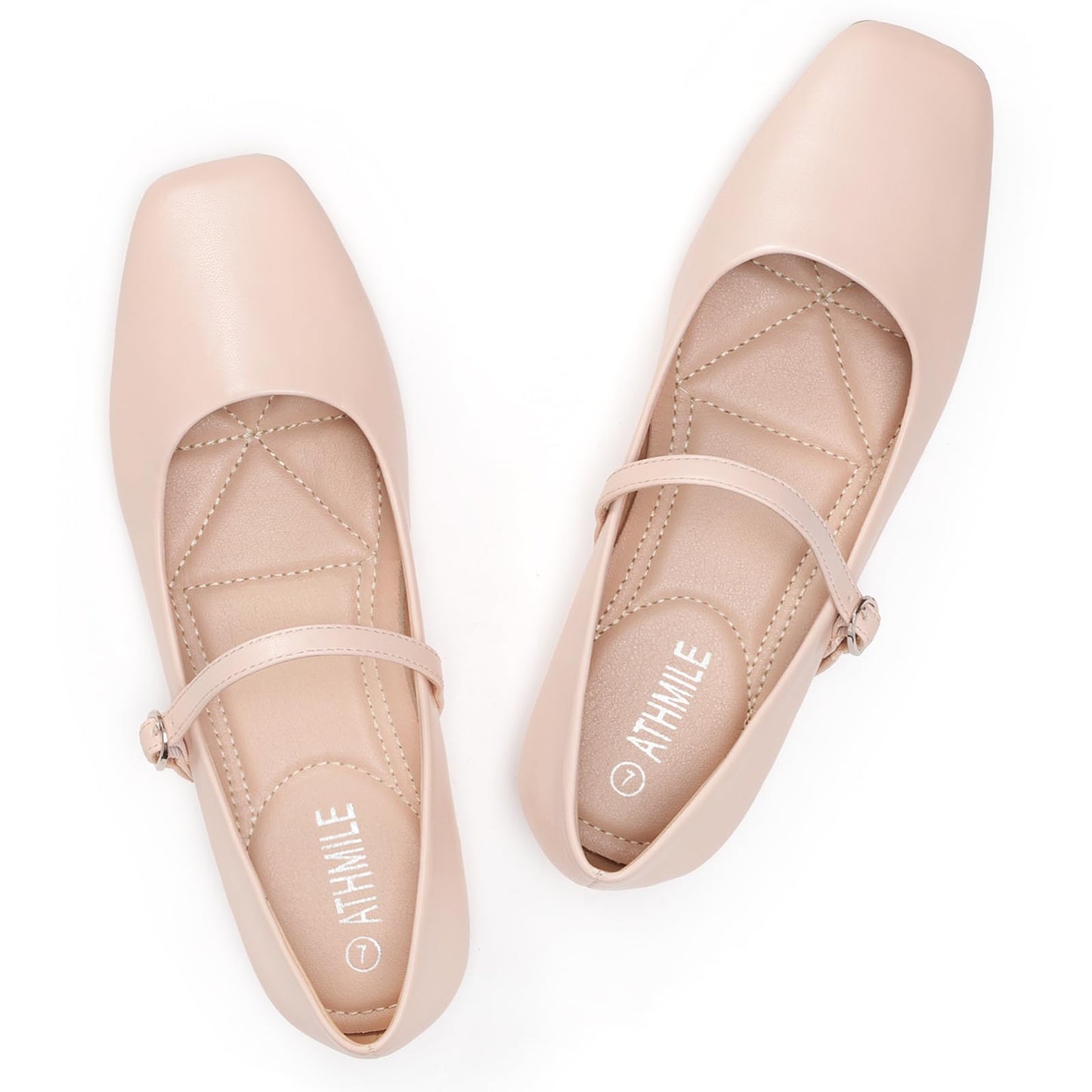 Women‘s Mary Jane Shoes, Ballet Flats for Women, Square Toe Shoes for Women | Comfortable Dressy Adjustable Buckle Strap for Work Office business Casual, Memory Foam PU Sole Slip Resistant Wedding Party