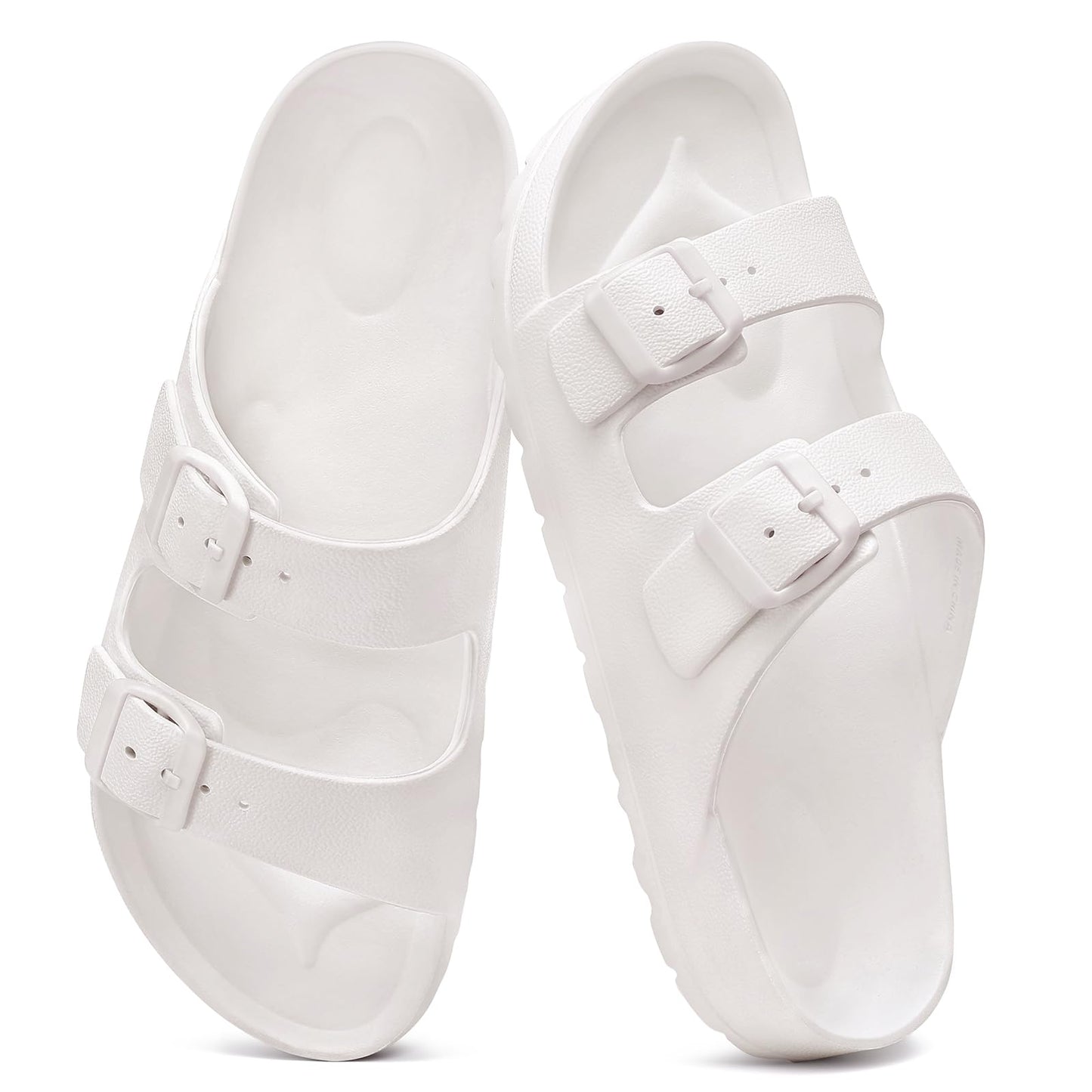 shevalues Women's Comfort EVA Sandals Medium Arch Support Beach Slides | Adjustable Double Buckle, Waterproof, Lightweight, Soft Cushioned, Non-slip, Slip-On