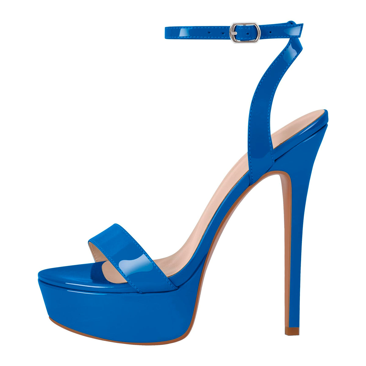Platform Stiletto High Heels for Women, Round Open Toe Ankle Strap Sexy Heeled Sandals for Wedding Party Dress