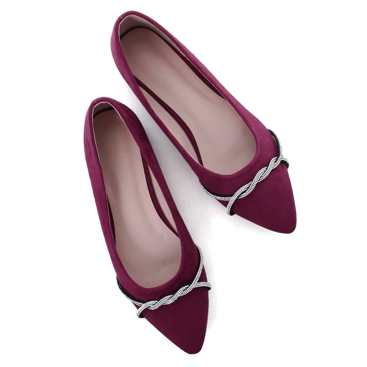 TN TANGNEST Womens Casual Flats Chain Ballet Flats | Fashion Pointed Toe Rhinestone Flats, Comfort Slip On Dress Shoes for Business Work Office Wedding Party