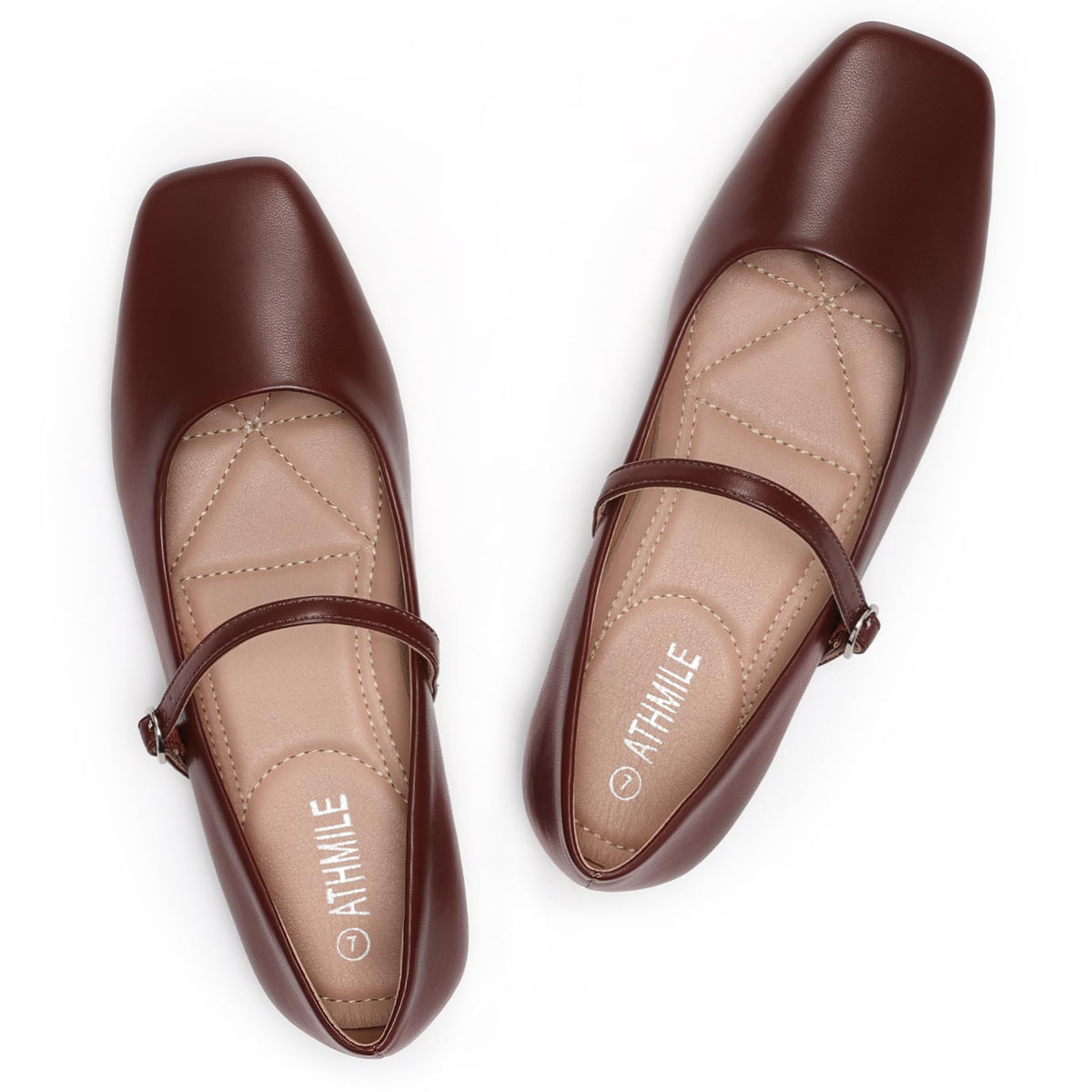 Women‘s Mary Jane Shoes, Ballet Flats for Women, Square Toe Shoes for Women | Comfortable Dressy Adjustable Buckle Strap for Work Office business Casual, Memory Foam PU Sole Slip Resistant Wedding Party