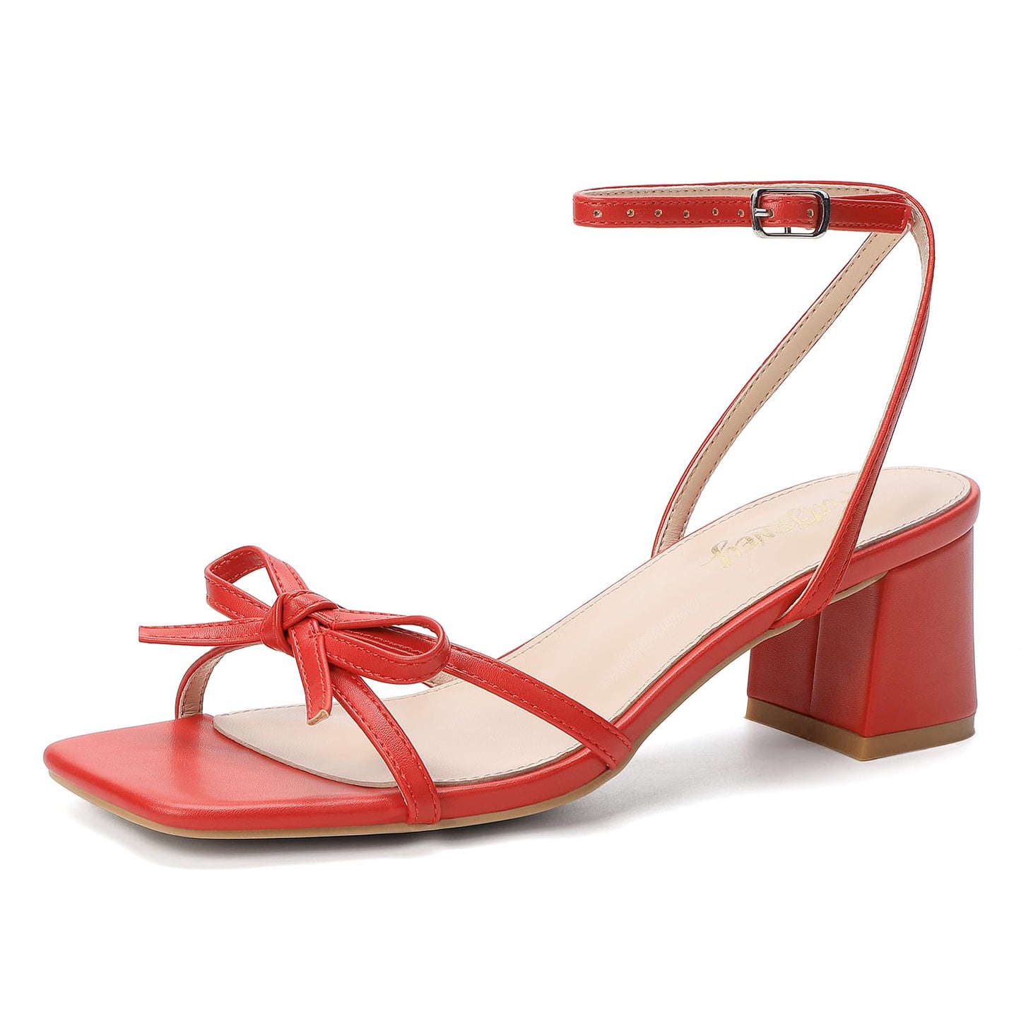 Women's Bow Strappy Low Heels | Block Chunky, Square Open Toe, Dress Sandals, Wedding Party