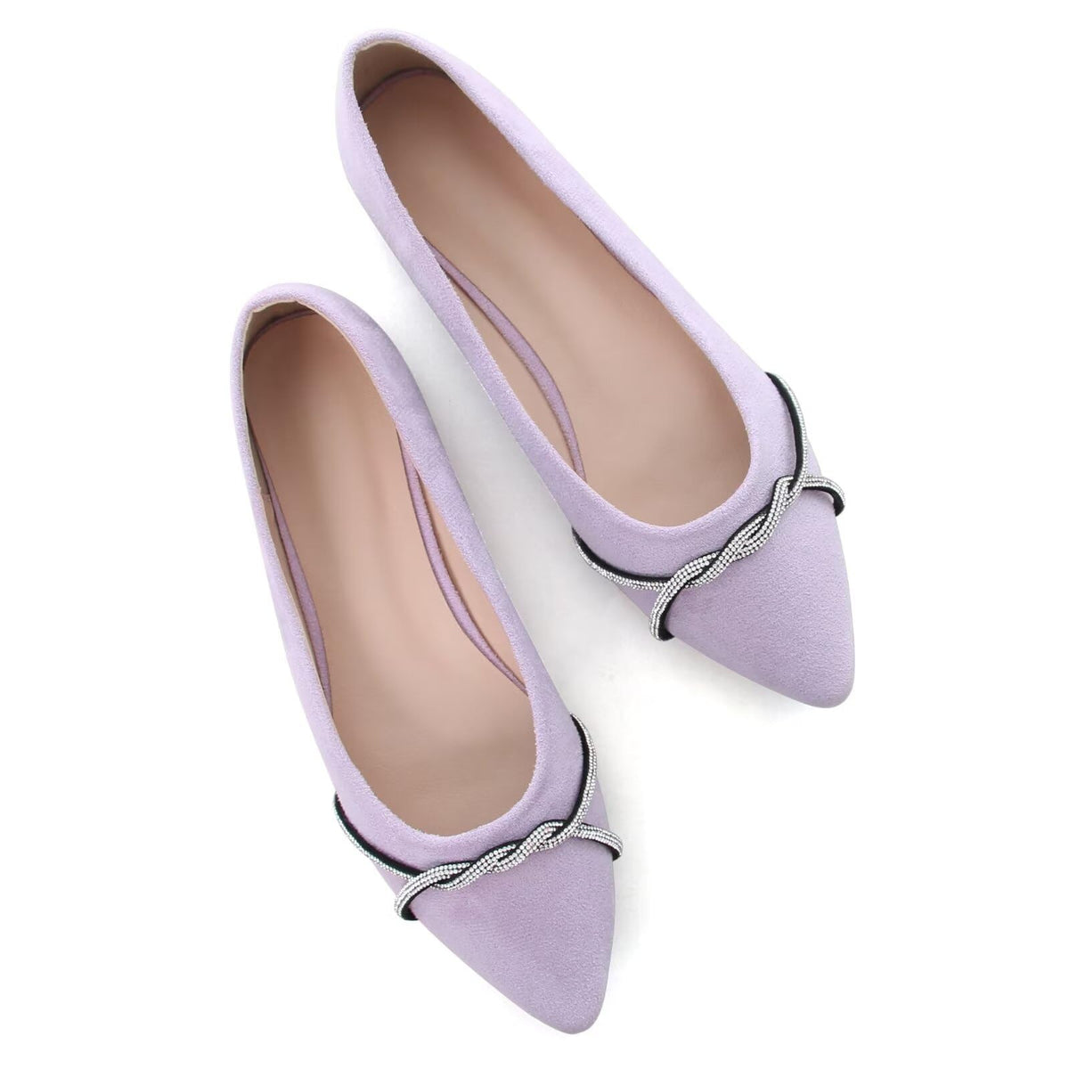 TN TANGNEST Womens Casual Flats Chain Ballet Flats | Fashion Pointed Toe Rhinestone Flats, Comfort Slip On Dress Shoes for Business Work Office Wedding Party