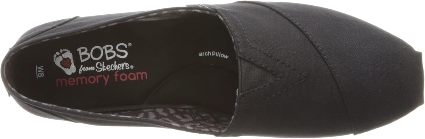 Skechers Women's BOBS Plush-Peace & Love Flats | Casual slip on, Memory Foam footbed, Machine Washable, Crafted with 100% vegan materials, Canvas upper
