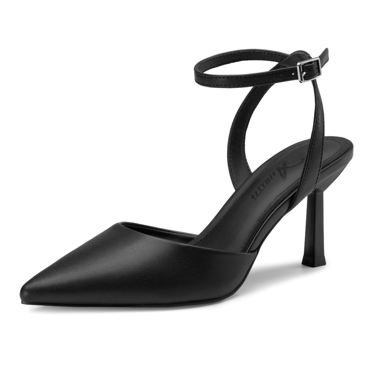 Athlefit Women's Closed Toe 3 Inch High Heels Pumps Shoes | Pointed Toe, Latex Cushioned Insole, Adjustable Ankle Strap, Dress Shoes for Wedding Party, Graduation, Office Work