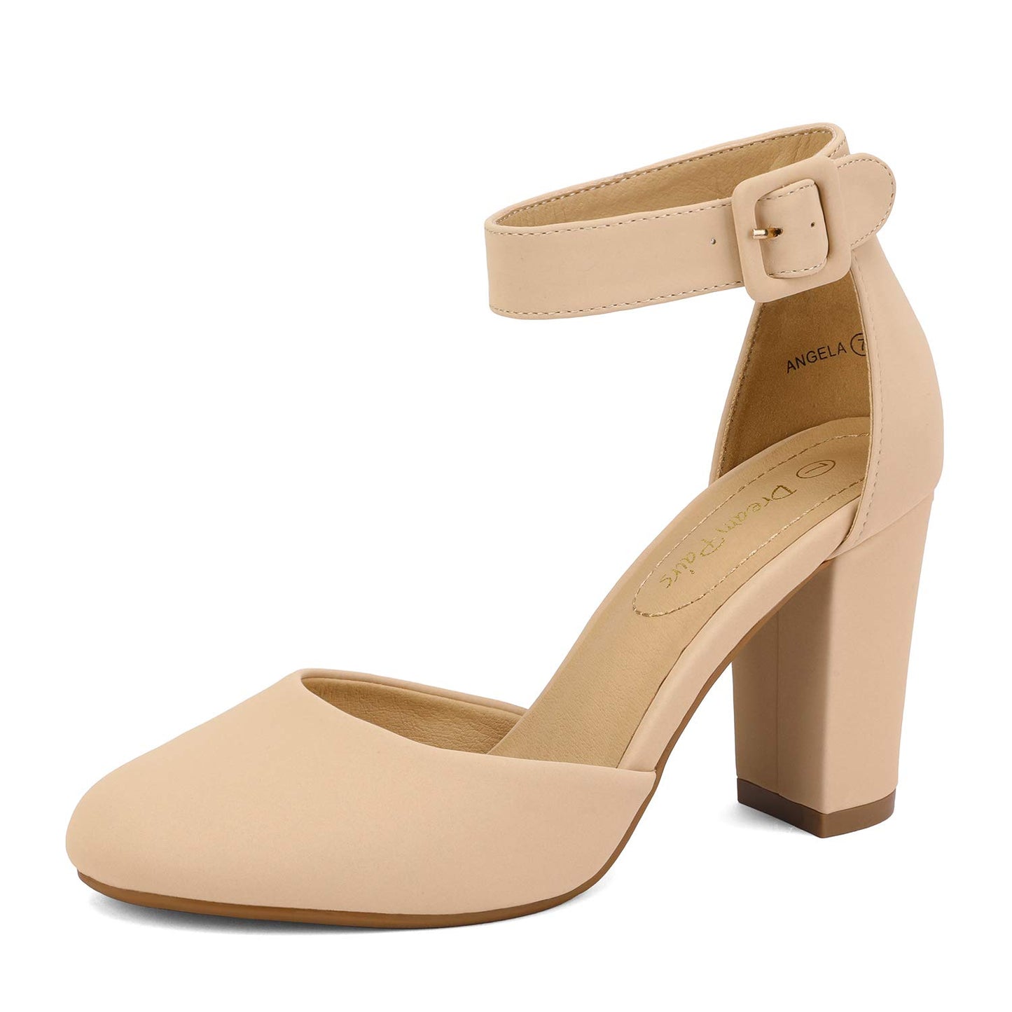 DREAM PAIRS Women's High Heel Chunky Pumps Shoes | Ankle Strap Closed Round Toe Chunky Heels Wedding Pumps Shoes for Women