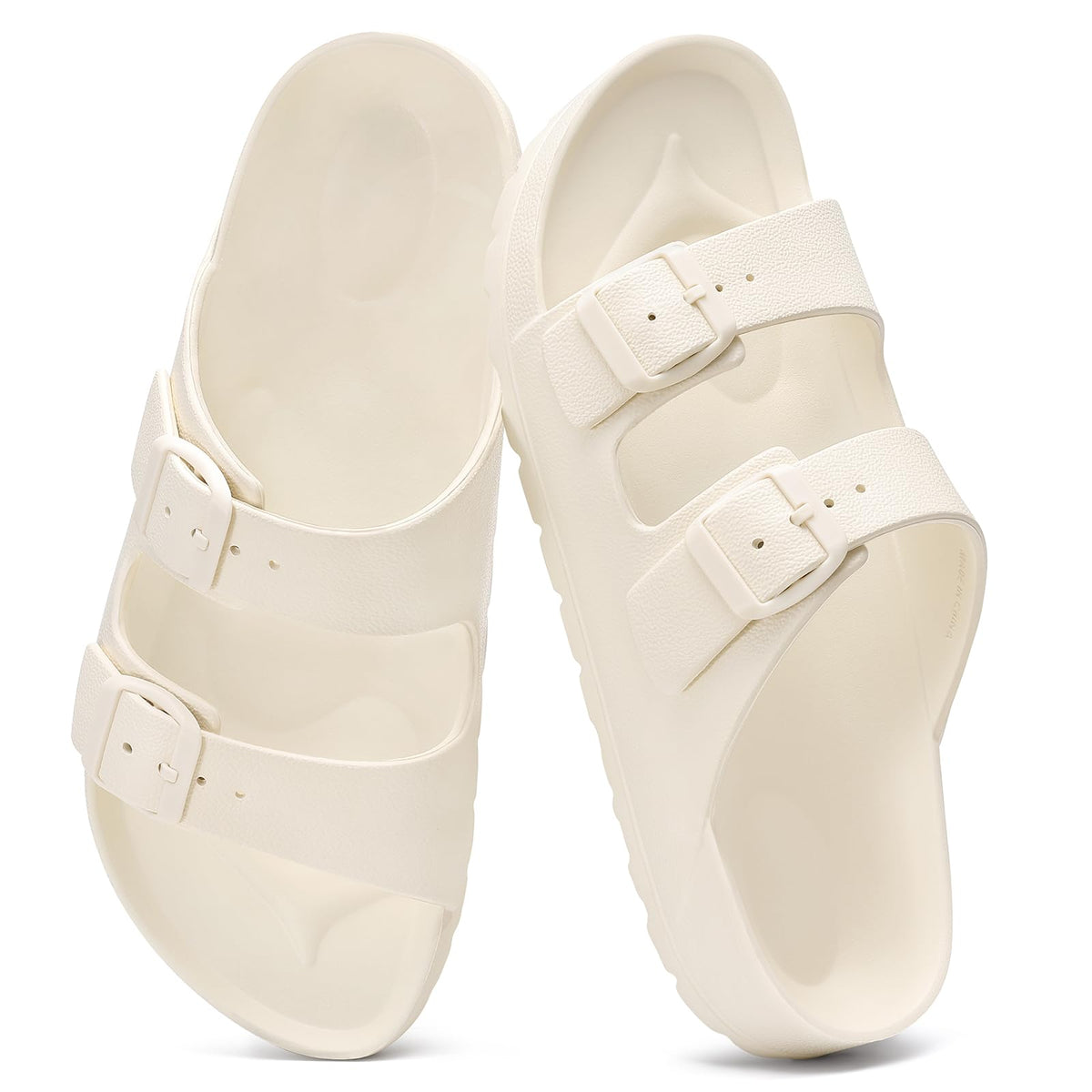 shevalues Women's Comfort EVA Sandals Medium Arch Support Beach Slides | Adjustable Double Buckle, Waterproof, Lightweight, Soft Cushioned, Non-slip, Slip-On