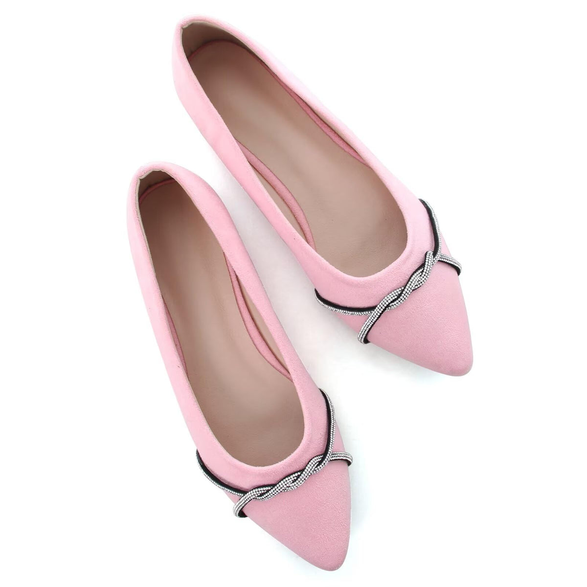 TN TANGNEST Womens Casual Flats Chain Ballet Flats | Fashion Pointed Toe Rhinestone Flats, Comfort Slip On Dress Shoes for Business Work Office Wedding Party