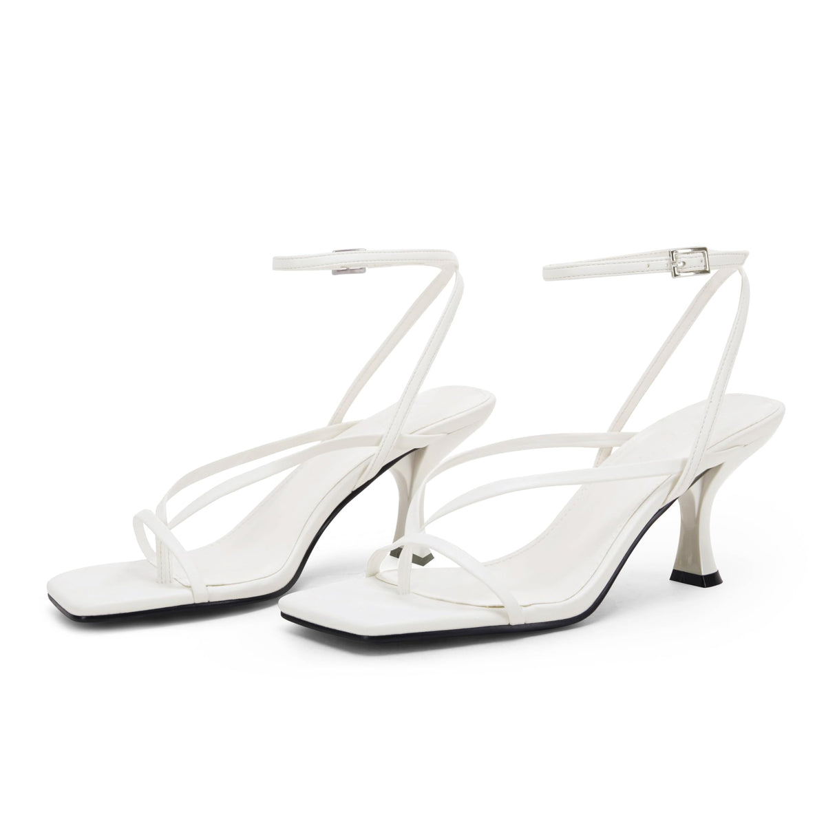 PiePieBuy Women's Lace Up Heeled Sandals Square Flip Flop High Heels Strappy Party Shoes