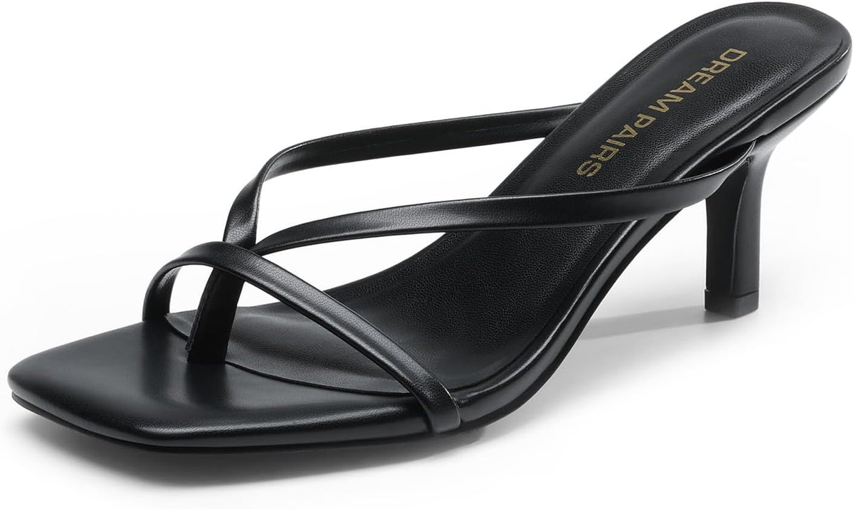 DREAM PAIRS Women's Flip-Flops Kitten Heels Sandals | open square toe thong heels, comfortable mules heels, dress shoes for women, fashion summer vacation sandals