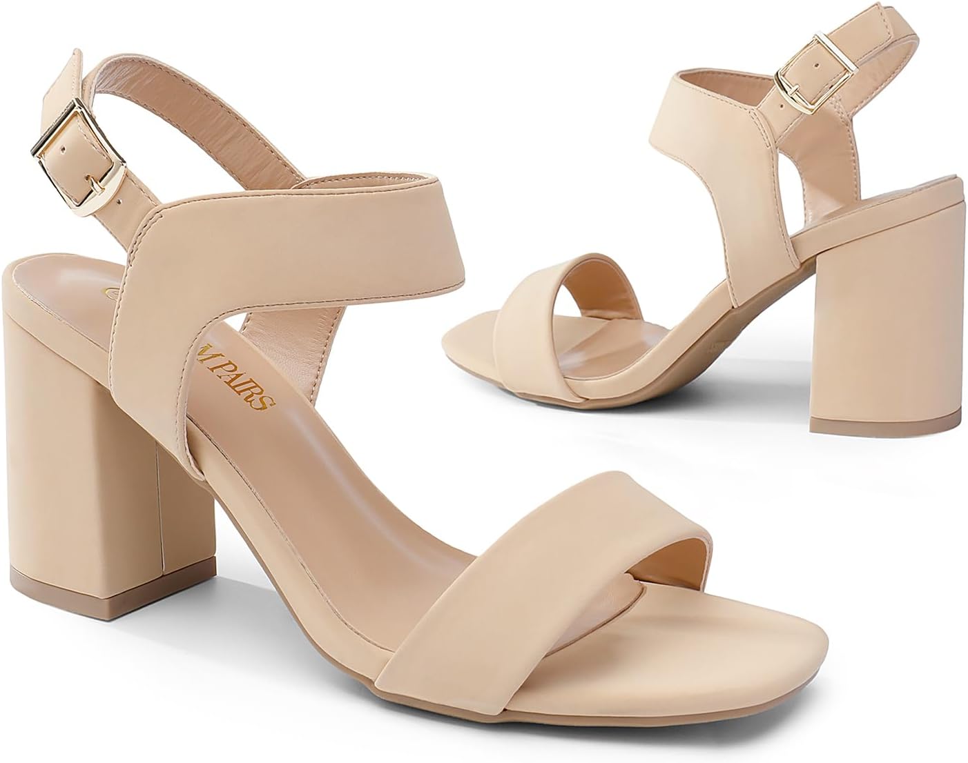 DREAM PAIRS Women's Heeled Sandals Chunky Heels | High Heels, Square Toe Block Ankle Strap 3 inch Comfortable Heeled Sandals For Formal Wedding Party Dress