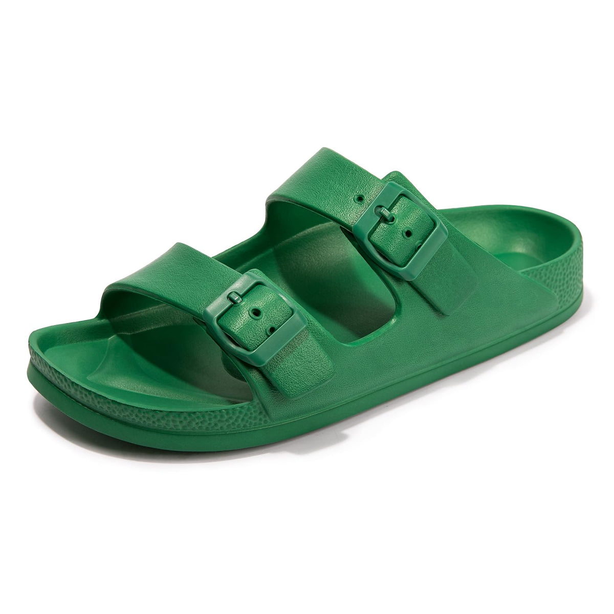 FUNKYMONKEY Women's Comfort Slides Non-Slip Lightweight Flat Beach Sandals | Adjustable Buckle Plastic Sandals with Arch Support, Waterproof Non-Slip Summer Slippers for Pool, Shower & Daily Wear