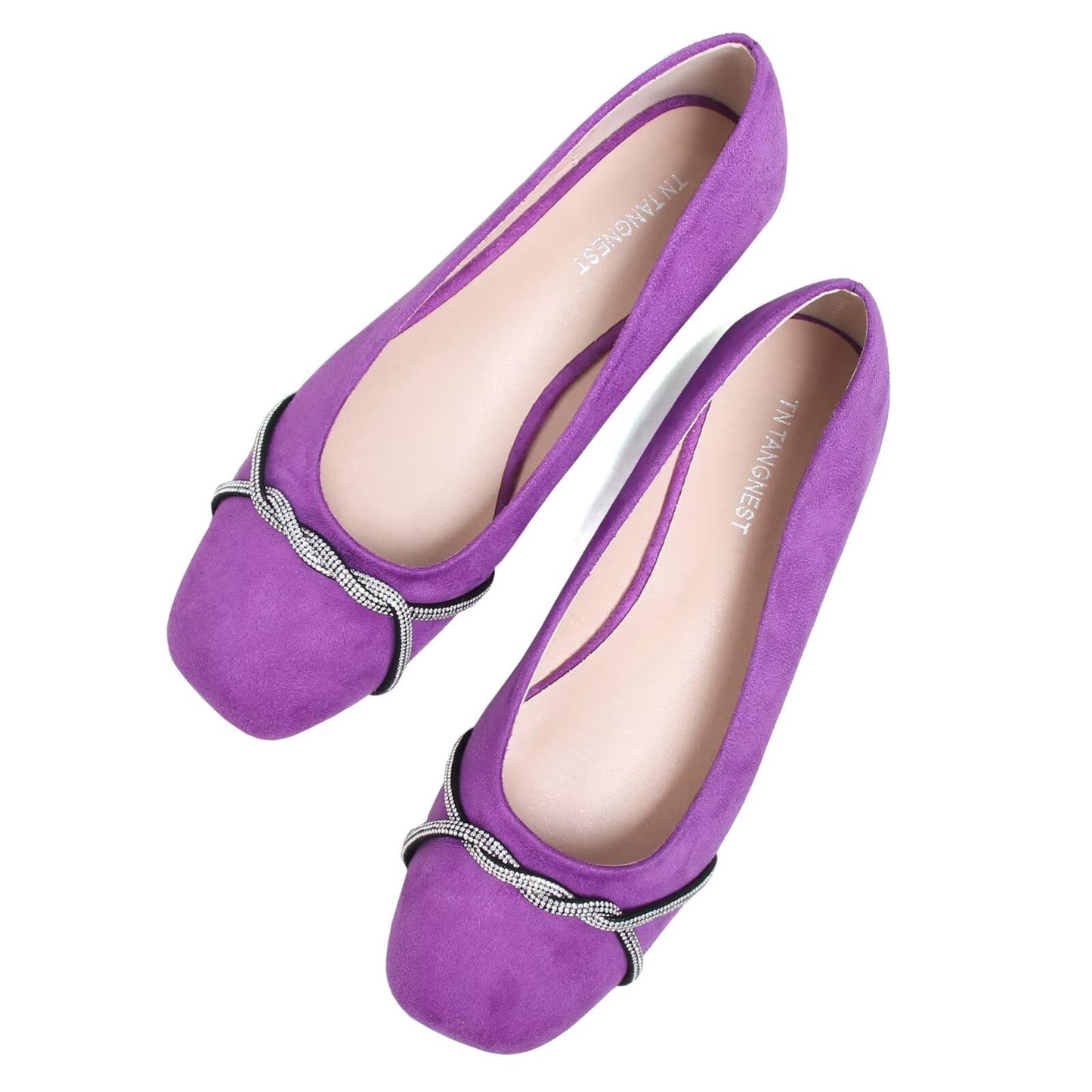 TN TANGNEST Womens Casual Flats Chain Ballet Flats | Fashion Pointed Toe Rhinestone Flats, Comfort Slip On Dress Shoes for Business Work Office Wedding Party