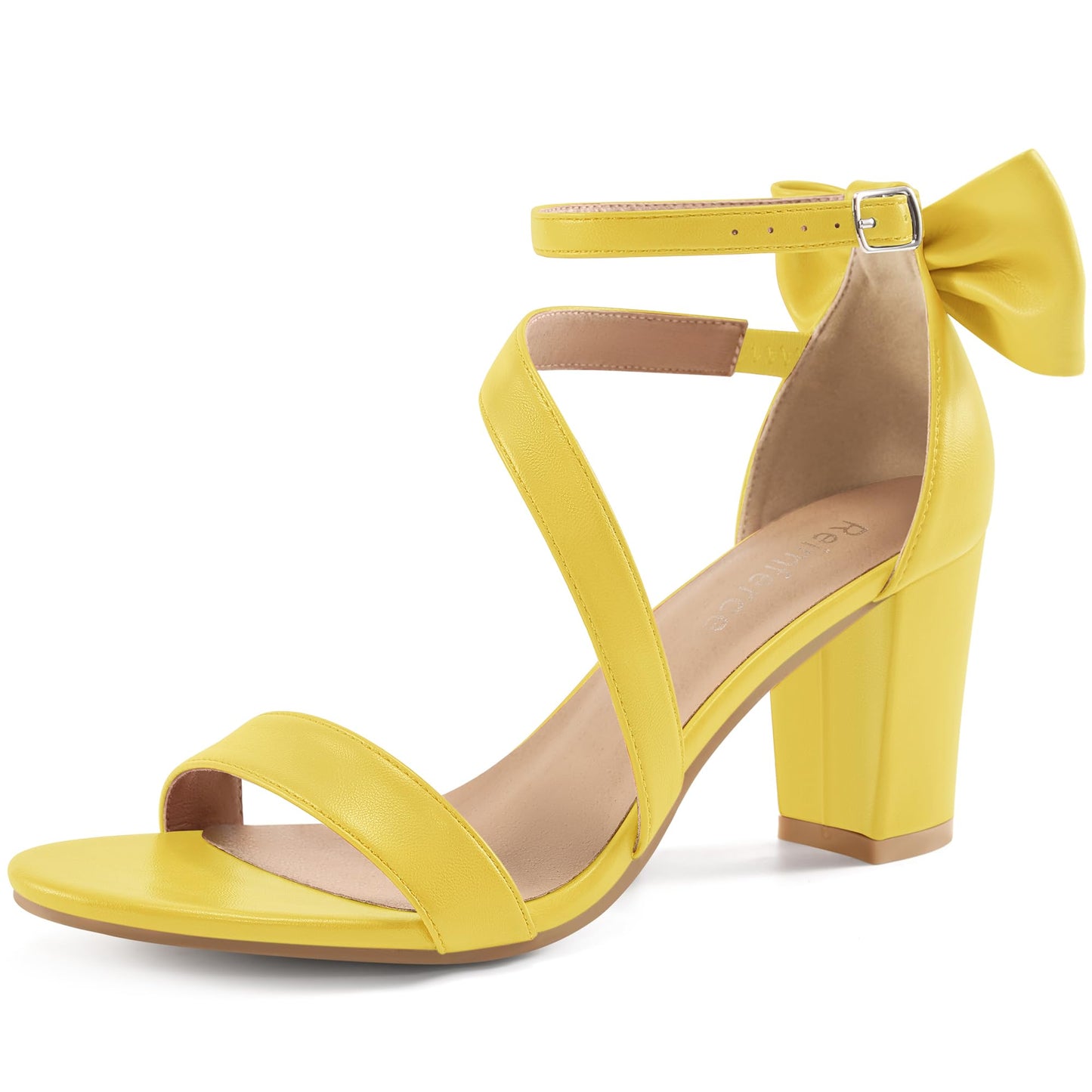 Reimferce Comfortable Block Heels for Women: 3.14" Stable Walk for Confidence on Wedding - Elegant Bow Ankle Strap & Cushioned Insole for Bride & Bridesmaids