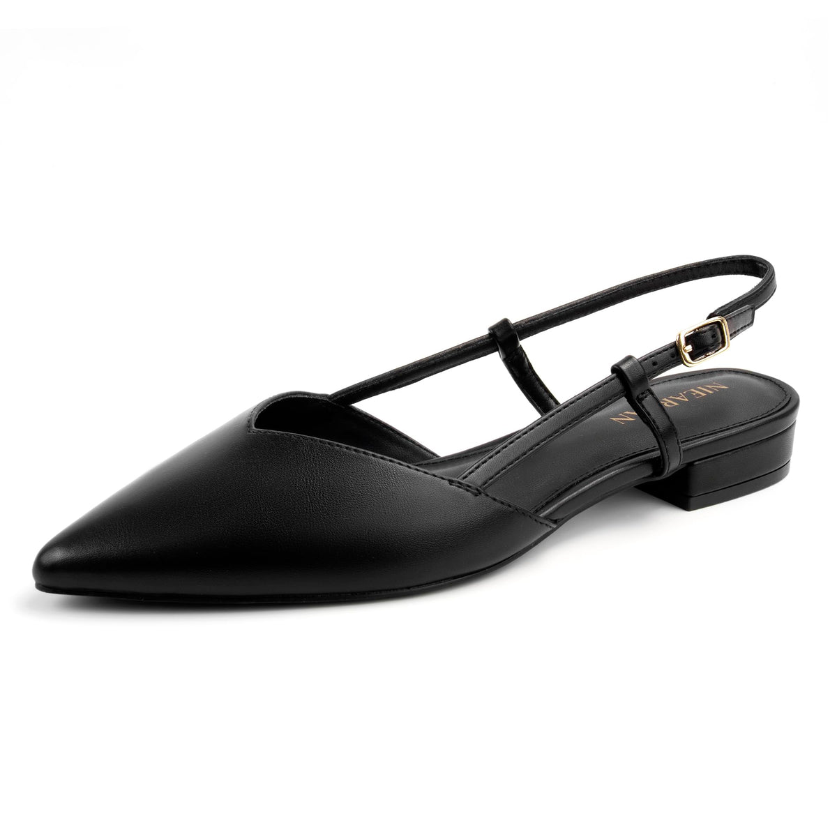 Slingback Flats for Women Closed Pointed Toe Buckle Strap Dress Shoes Elegant Ballet Flats Low Heel Walking Wedding Party