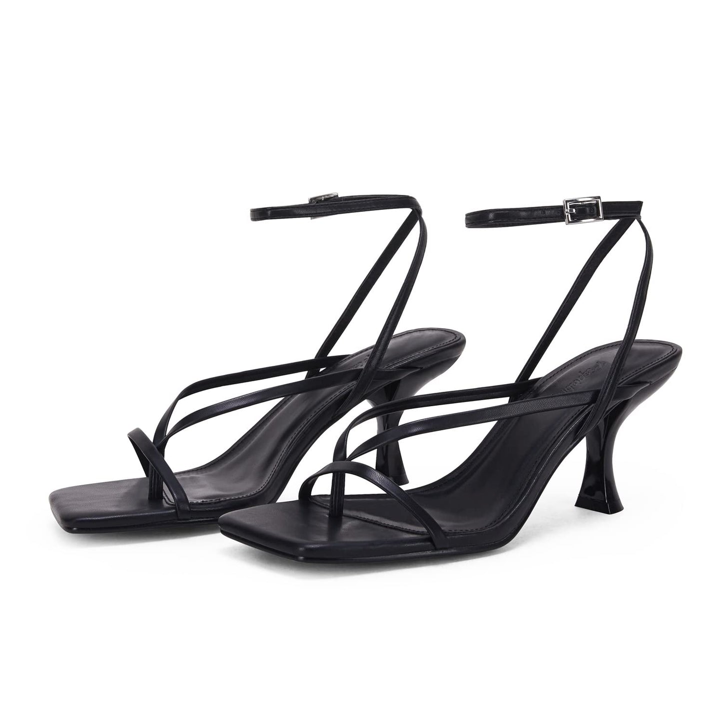 PiePieBuy Women's Lace Up Heeled Sandals Square Flip Flop High Heels Strappy Party Shoes