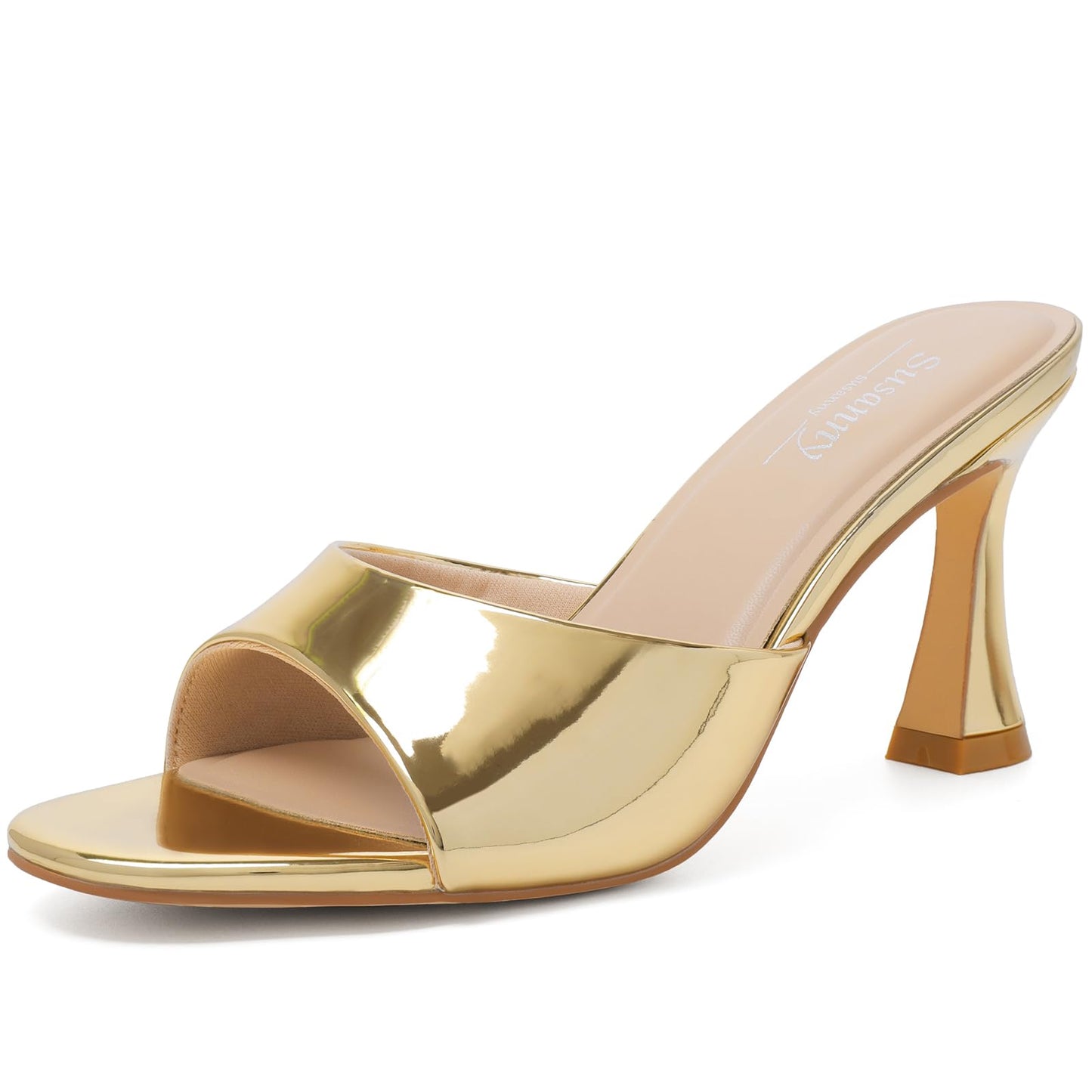 Susanny High Heels for Women Pointed Open Toe Strappy Chunky Block Heels Ankle Strap Stiletto Kitten Heeled Sandals Wedding Bridal Party Prom Sexy Dress Shoes
