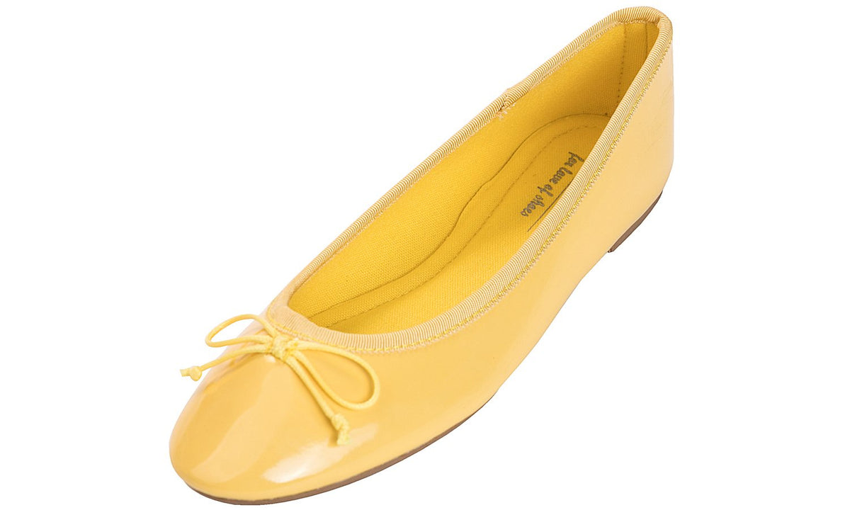 FEVERSOLE Women's Macaroon Colorful Memory Foam Cushion Insock Patent Ballet Flat