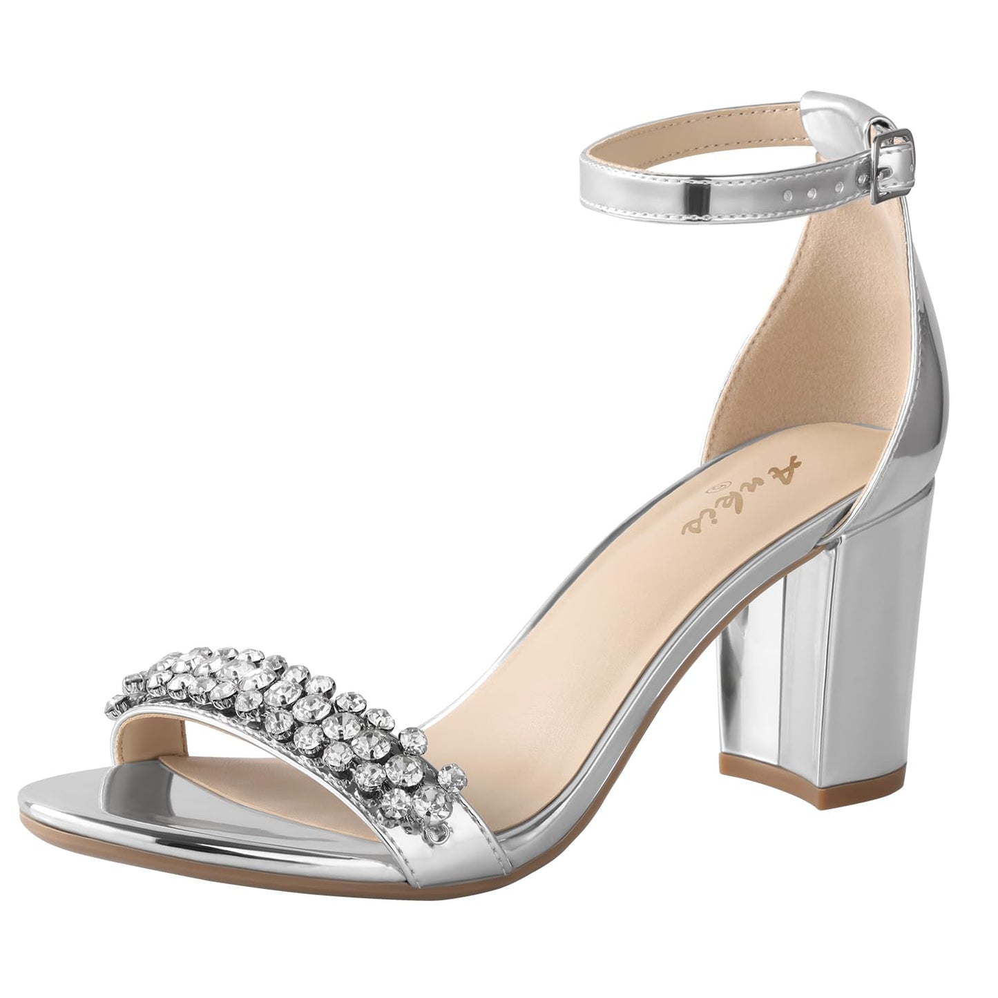 Ankis Heels for Women Open Toe Ankle Strap Chunky Heel Sandals 2.75 Inch
