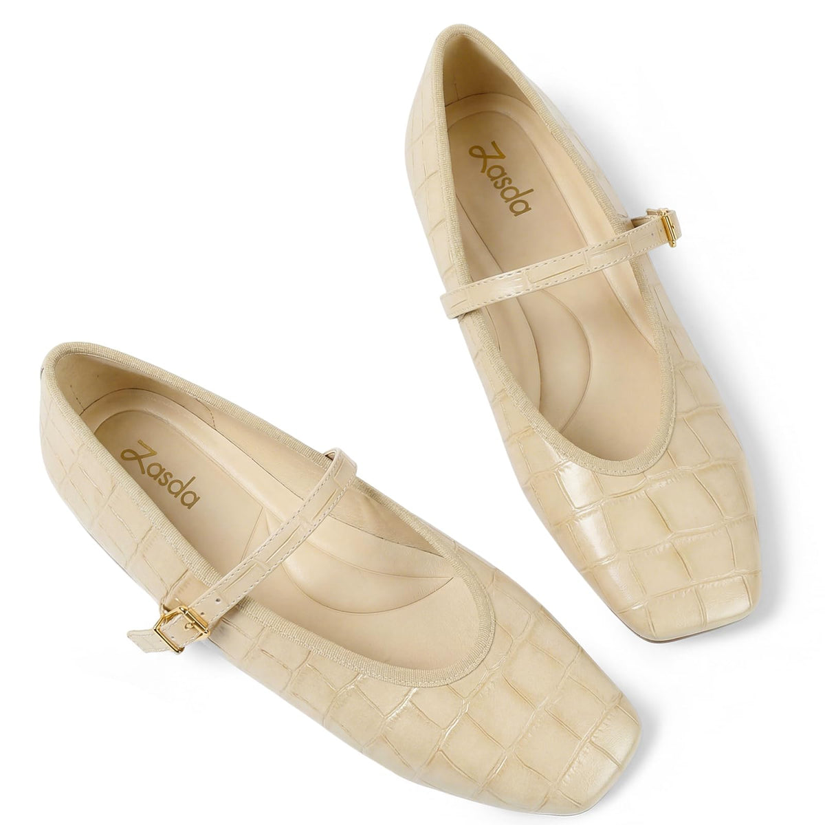 Flats for Women Comfortable Dressy Mary Jane Ballet Flats | Square Toe, Faux Leather, Ankle Strap, Cushioned Insole, Ideal for Work Office Business Dressy Casual Daily Wear