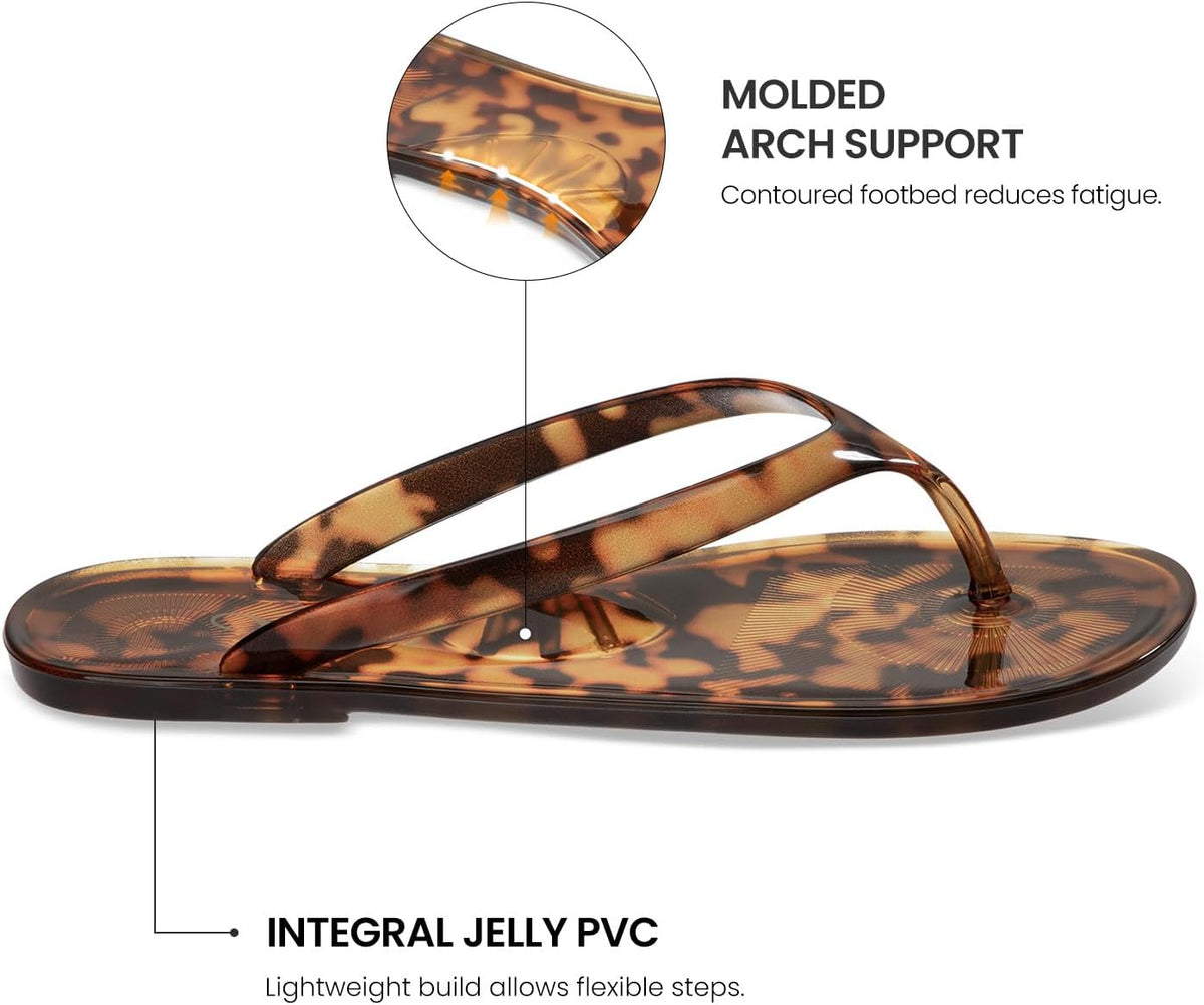 Athlefit Women's Jelly Flip Flops Summer Beach Thong Sandals | Quick-Dry Casual Beach Pool Flat Sandals,Slip On Lightweight Casual Slides,Travel Walking Cute Round Toe Jelly Shoes