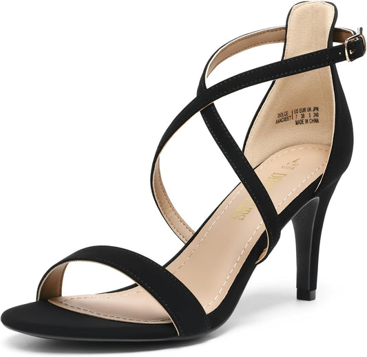 DREAM PAIRS Women Strappy Stiletto Dress Sandals | Strappy Stiletto High Heels,Open Toe Rhinestone Wedding Dress Shoes,Cushioned Insole,for Party Wedding