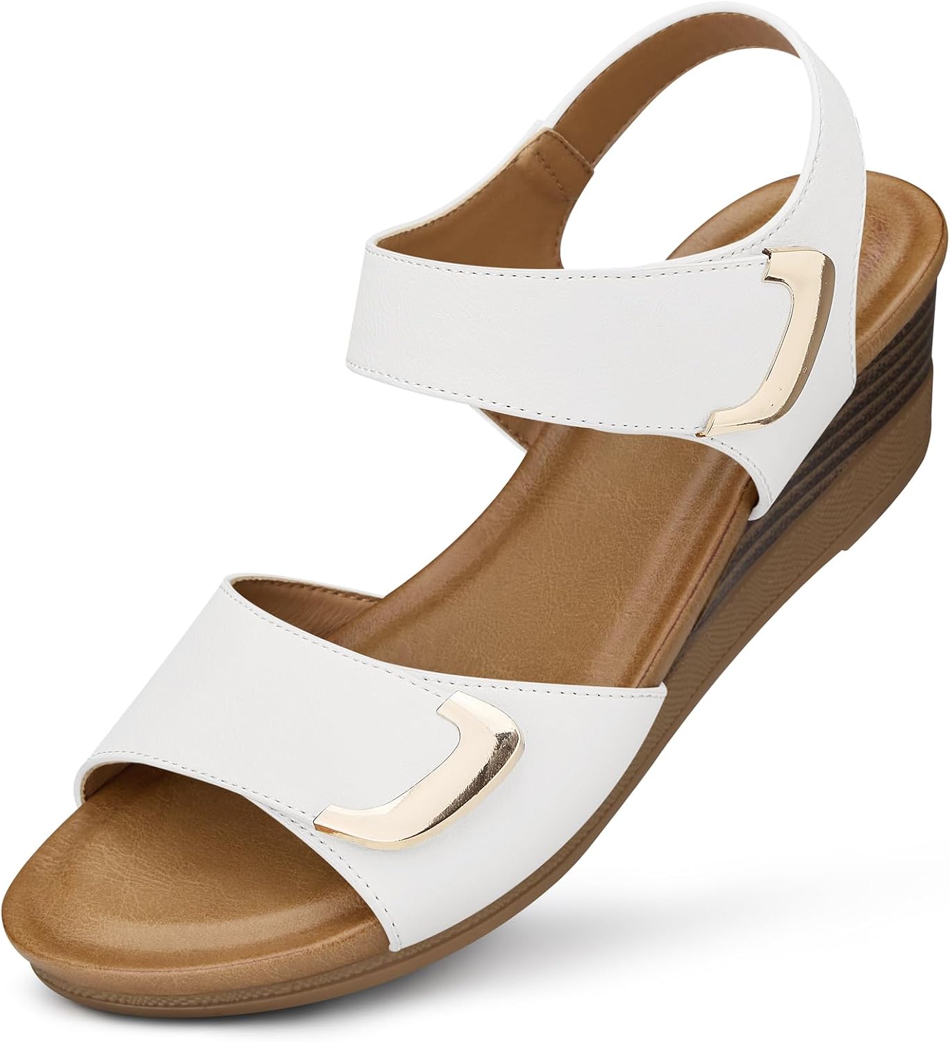 SHIBEVER Wedge Sandals for Women: Comfortable Dressy Casual Womens Shoes | Summer Walking Dress Comfort Slip On Trendy 2026 Fashion Cushioned Soft Work Outdoor Vacation Travel Shopping Ladies Sandal