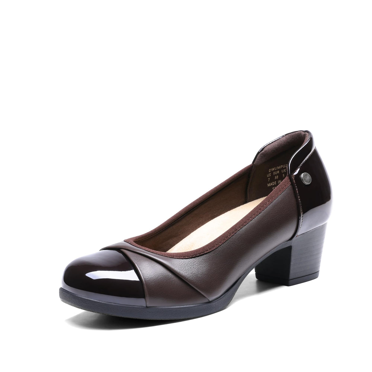 DREAM PAIRS Women's Pumps Low Chunky Arch Support Heels | Bunion-friendly with 3D cushioned insole and flexible anti-slip sole for all-day comfort, suitable for work and daily