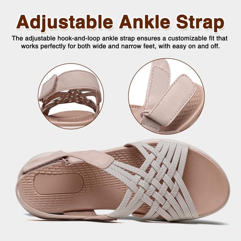 ziitop Women's Sandals Women Footwear Ladies Summer Sandals with Arch Support Comfortable Walking Beach shoes Flat Wedge for Dressy Vacation Travel Office Party Shopping Dating Nursing Water Sports