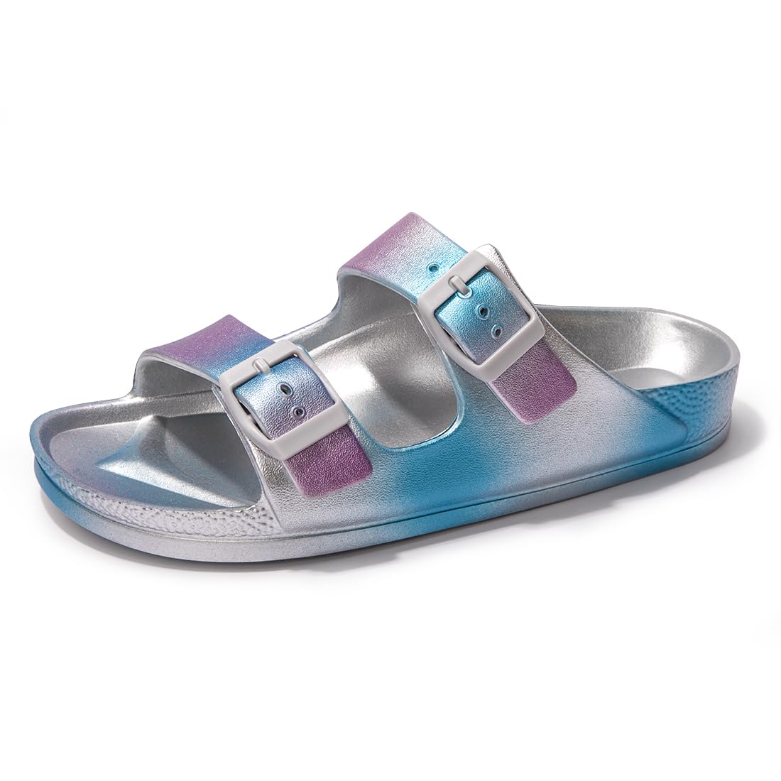 FUNKYMONKEY Women's Comfort Slides Non-Slip Lightweight Flat Beach Sandals | Adjustable Buckle Plastic Sandals with Arch Support, Waterproof Non-Slip Summer Slippers for Pool, Shower & Daily Wear