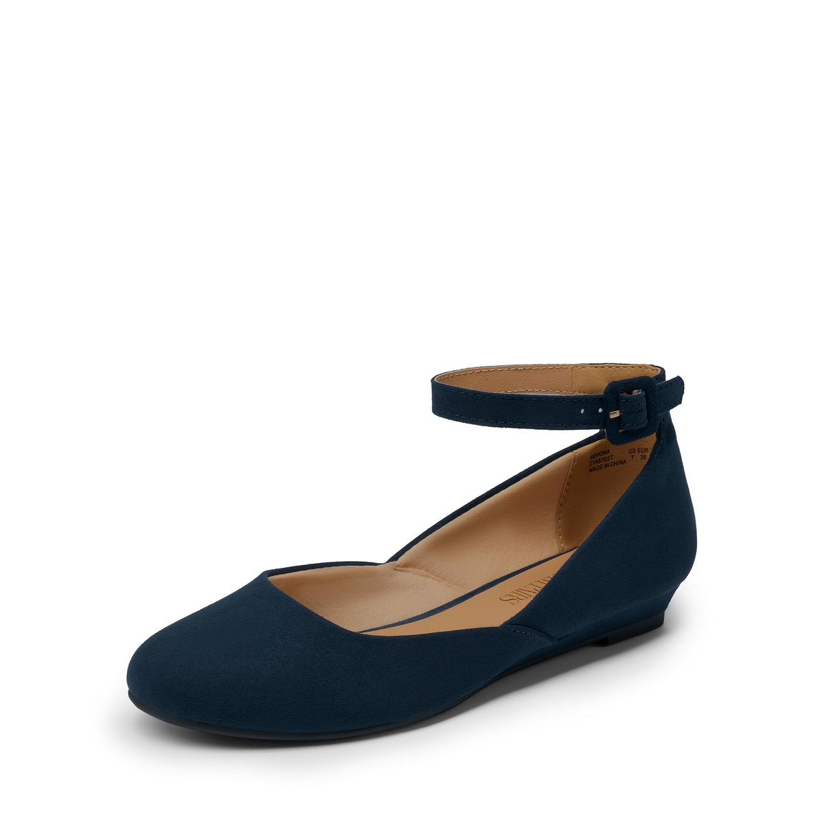 DREAM PAIRS Women's Dress Flats Ballet Low Wedge | Round Toe Flats, Ankle Strap, Comfortable Casual Flat Shoes