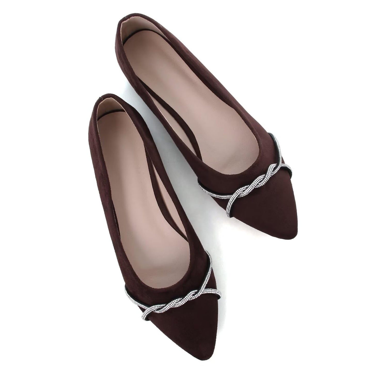 TN TANGNEST Womens Casual Flats Chain Ballet Flats | Fashion Pointed Toe Rhinestone Flats, Comfort Slip On Dress Shoes for Business Work Office Wedding Party