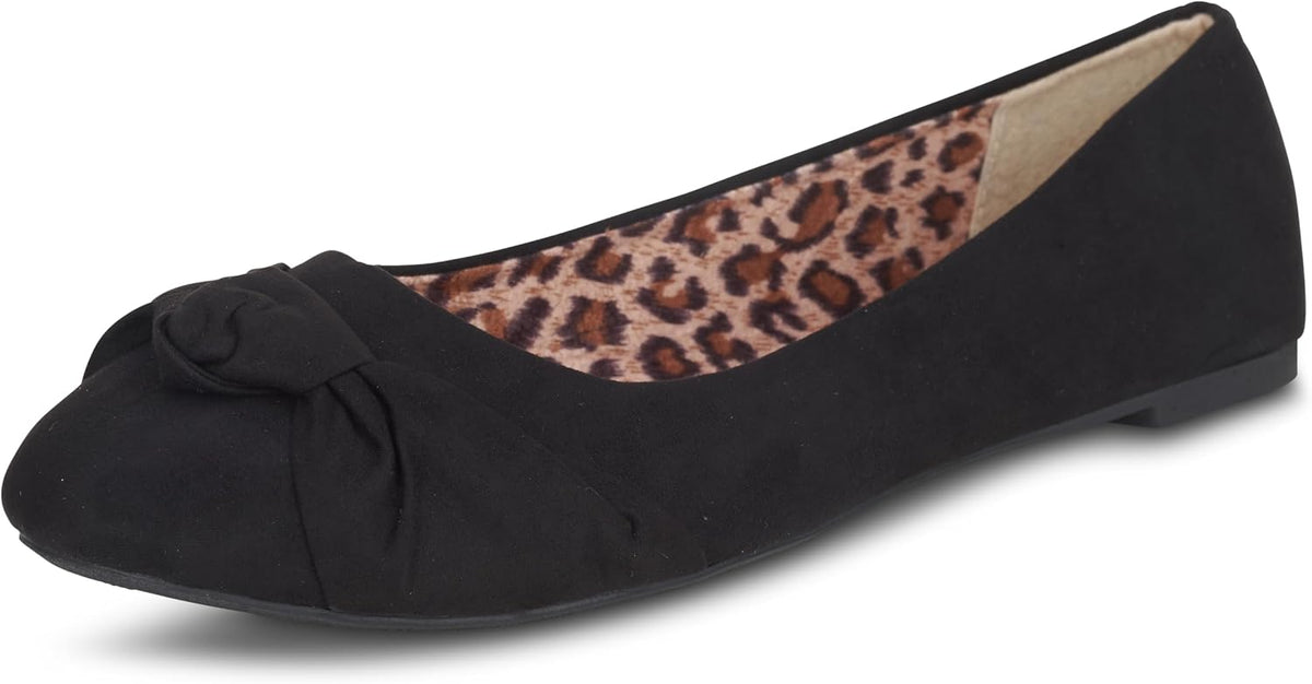 Epic Step Ballet Flats for Women, Comfortable Slip on Faux Suede Round Toe, Ballerina Dressy Flat Shoes