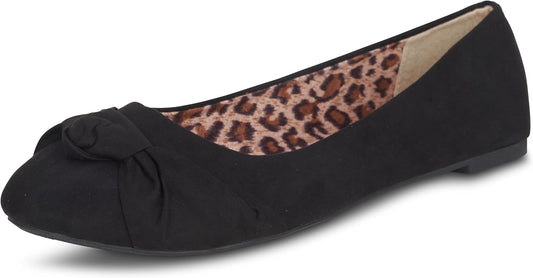 Epic Step Ballet Flats for Women, Comfortable Slip on Faux Suede Round Toe, Ballerina Dressy Flat Shoes