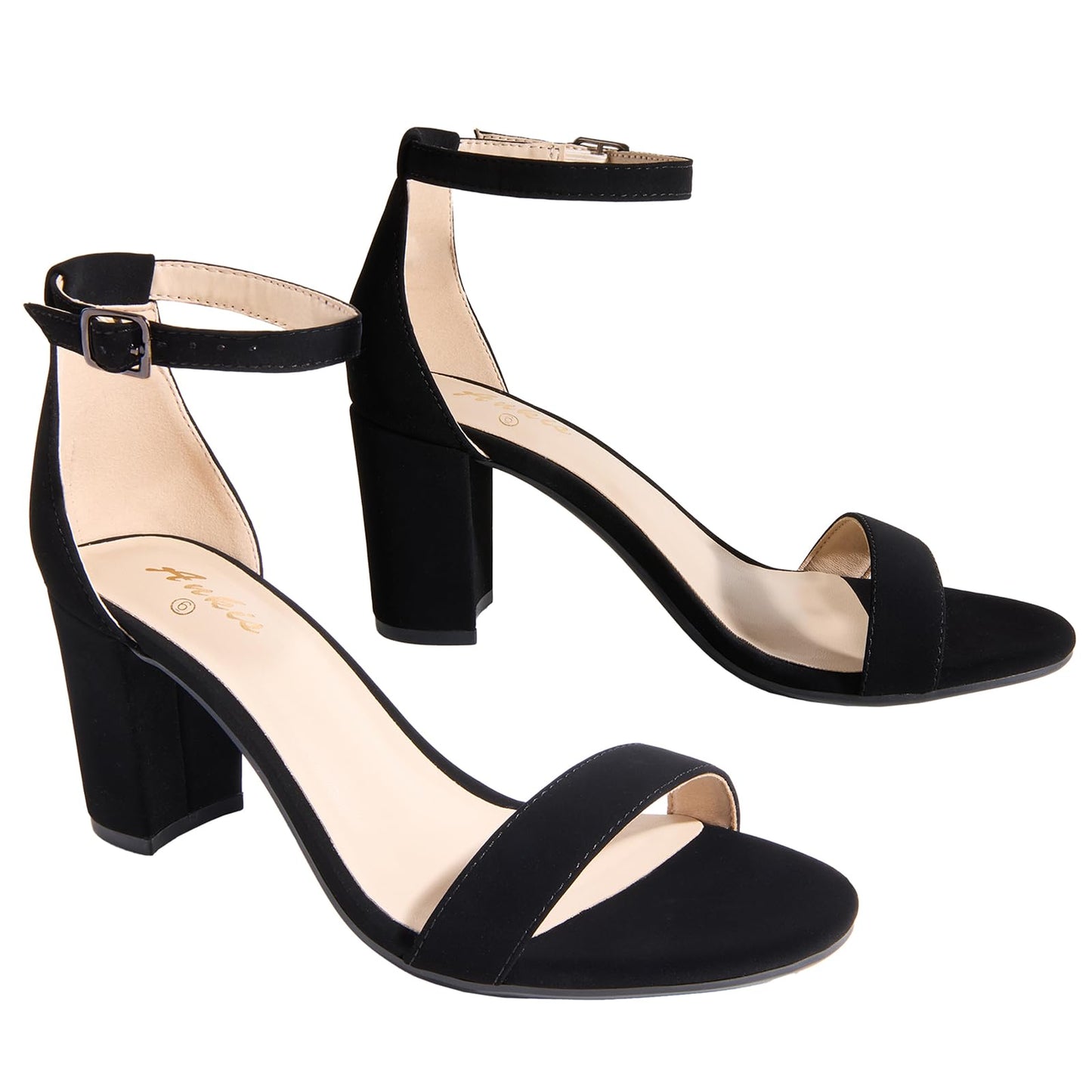 Ankis Heels for Women Open Toe Ankle Strap Chunky Heel Sandals 2.75 Inch