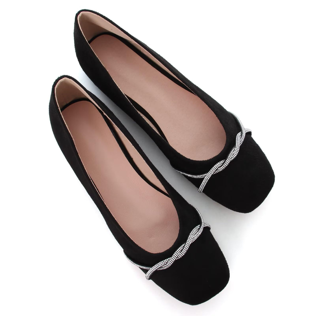TN TANGNEST Womens Casual Flats Chain Ballet Flats | Fashion Pointed Toe Rhinestone Flats, Comfort Slip On Dress Shoes for Business Work Office Wedding Party