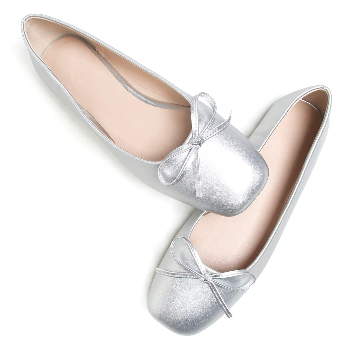 Dear Time Women's Casual Foldable Ballet Flats Square Toe Ballerina Flats Shoes Comfortable