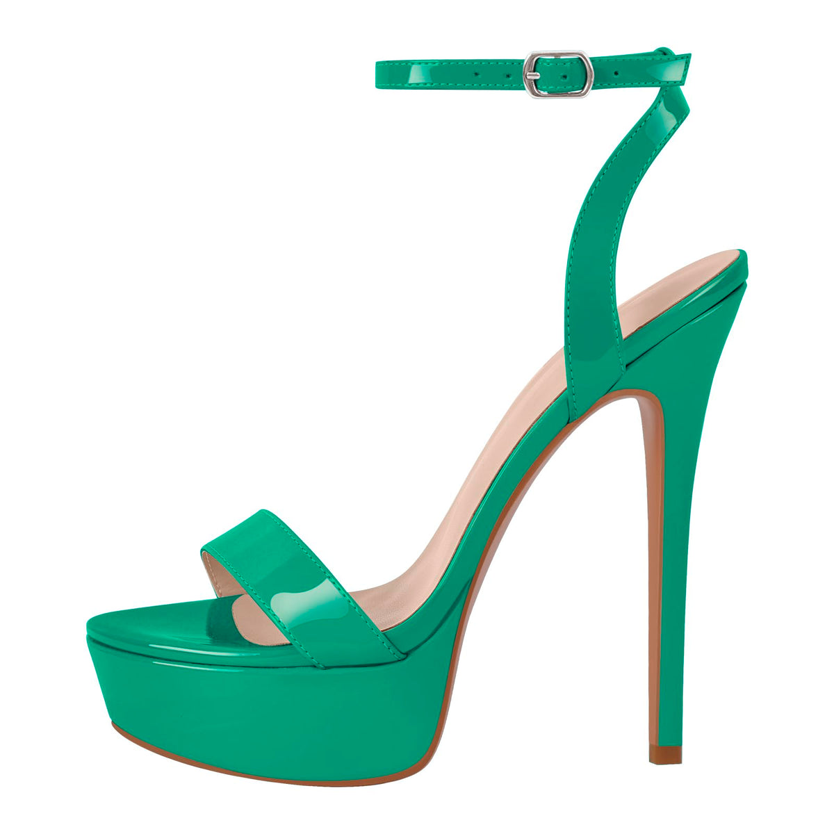 Platform Stiletto High Heels for Women, Round Open Toe Ankle Strap Sexy Heeled Sandals for Wedding Party Dress