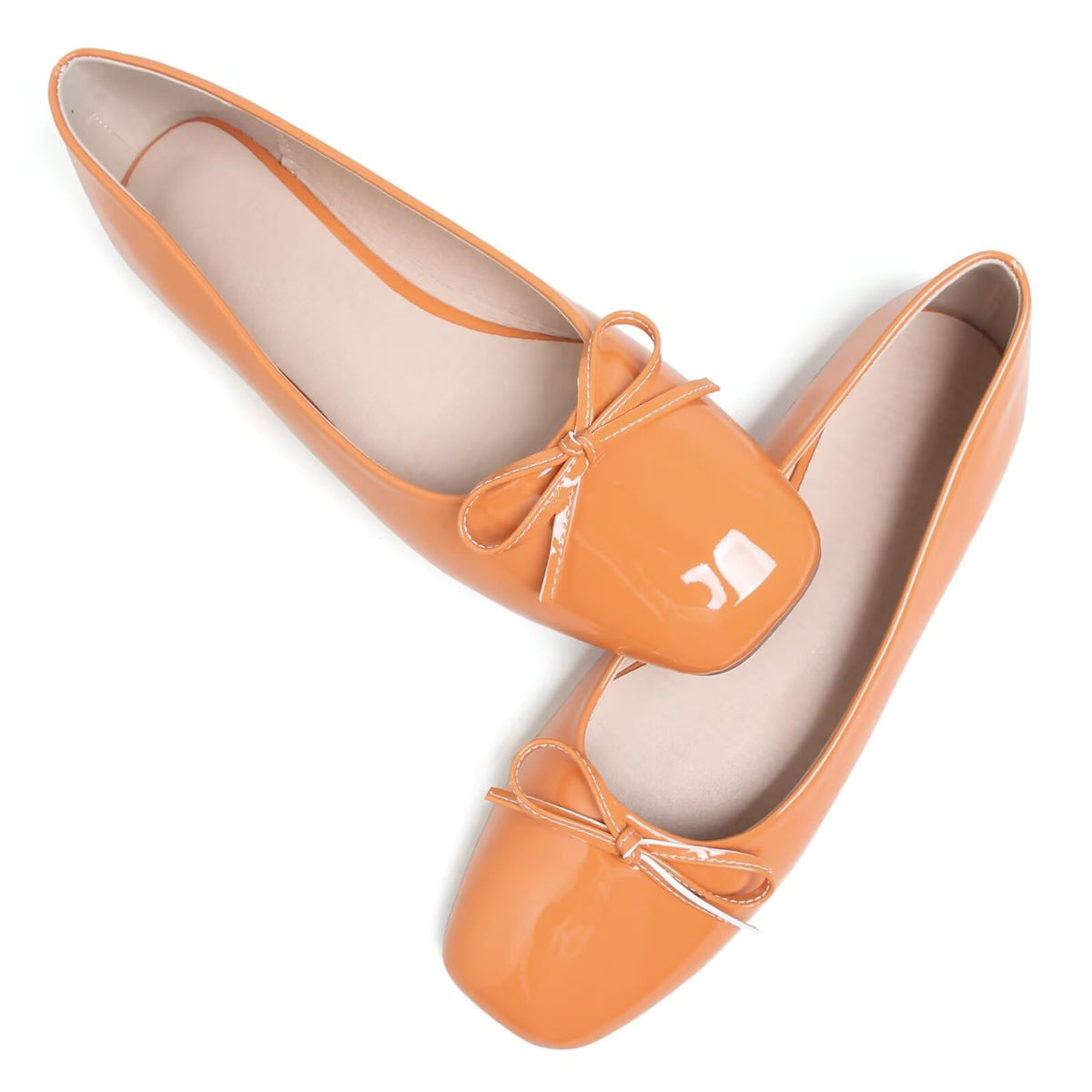Dear Time Women's Casual Foldable Ballet Flats Square Toe Ballerina Flats Shoes Comfortable