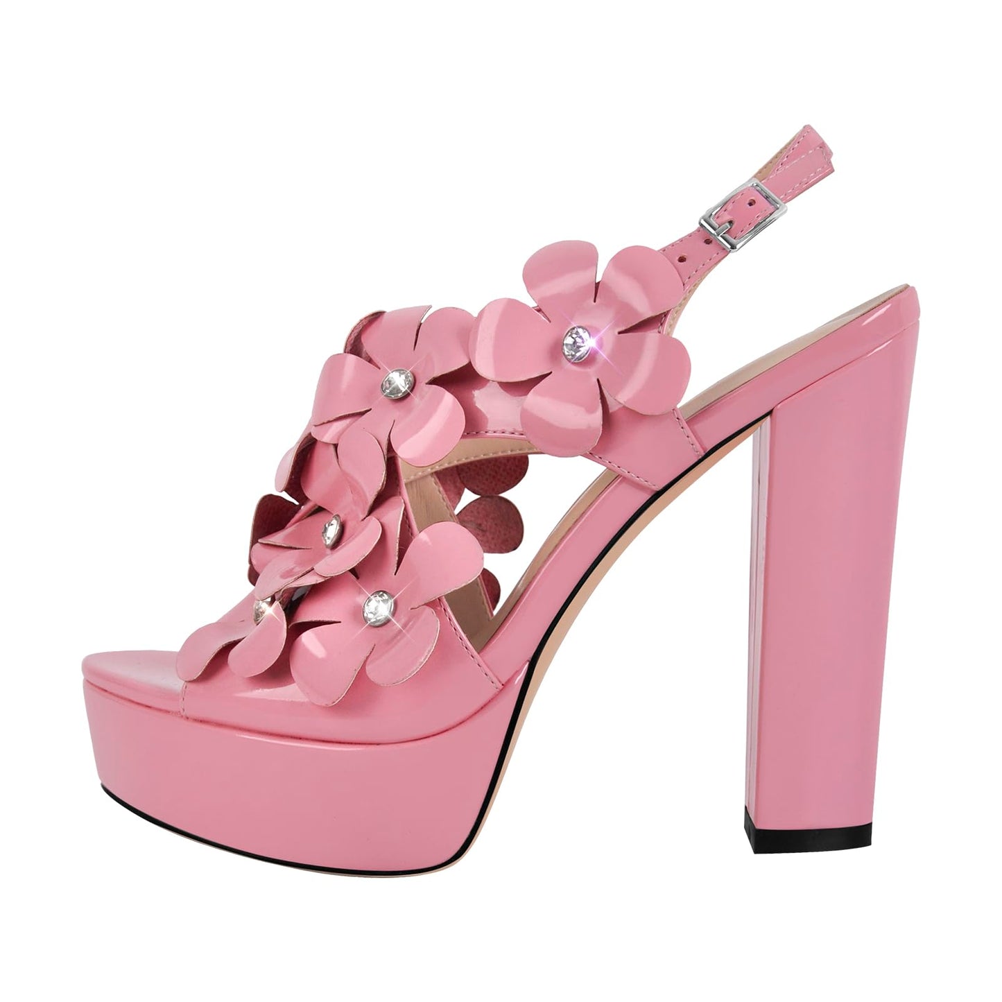 Platform Stiletto High Heels for Women, Round Open Toe Ankle Strap Sexy Heeled Sandals for Wedding Party Dress