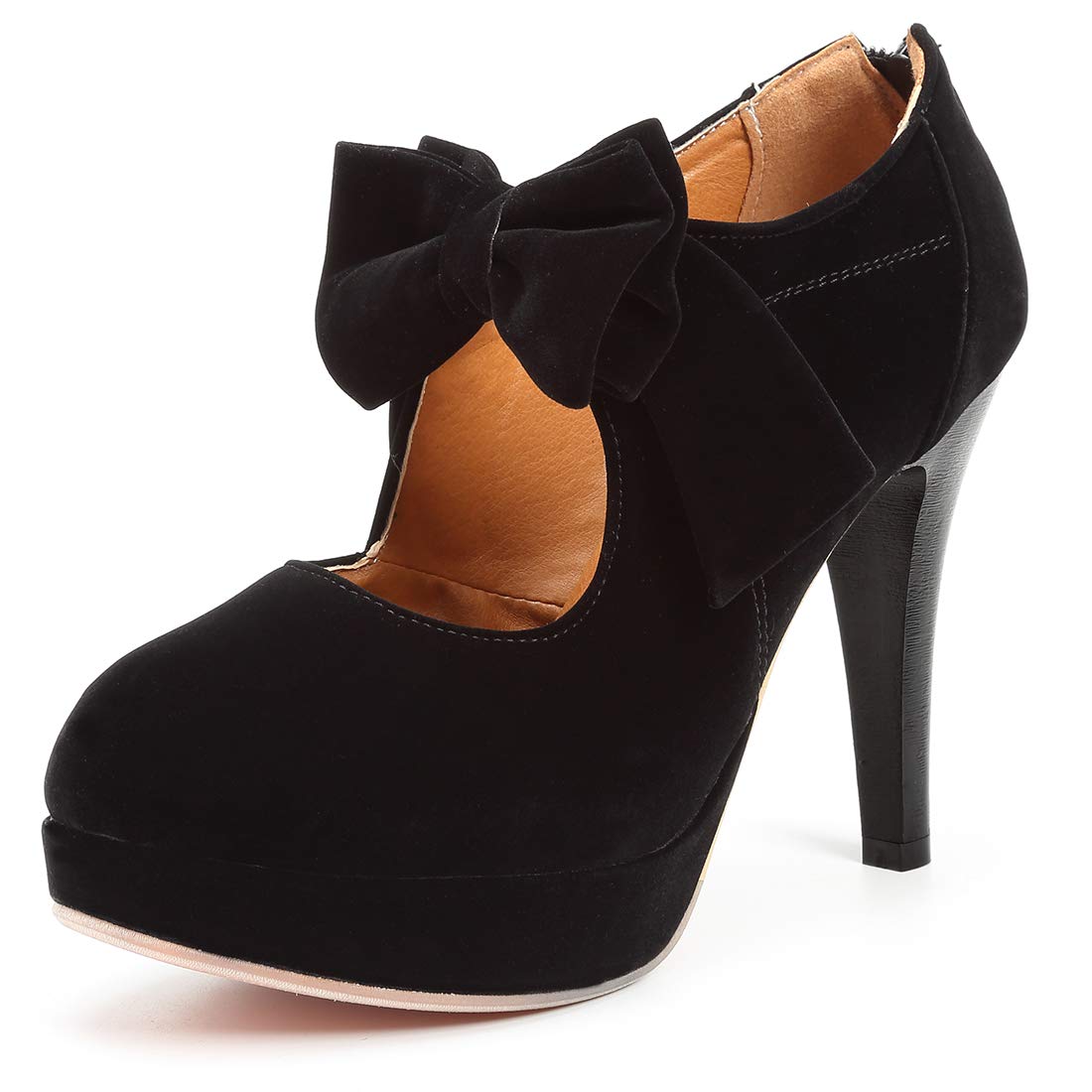 Mostrin Fashion Vintage Womens Small Bowtie Platform Pumps Ladies Sexy High Heeled Shoes