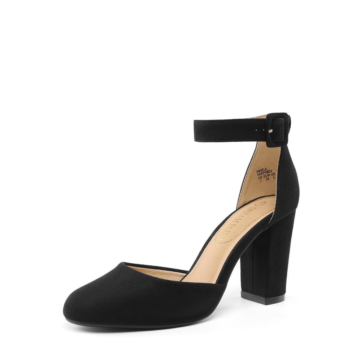 DREAM PAIRS Women's High Heel Chunky Pumps Shoes | Ankle Strap Closed Round Toe Chunky Heels Wedding Pumps Shoes for Women