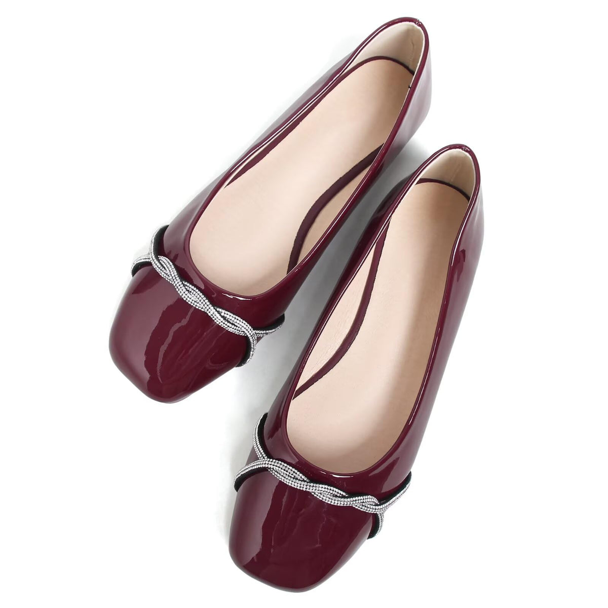 TN TANGNEST Womens Casual Flats Chain Ballet Flats | Fashion Pointed Toe Rhinestone Flats, Comfort Slip On Dress Shoes for Business Work Office Wedding Party