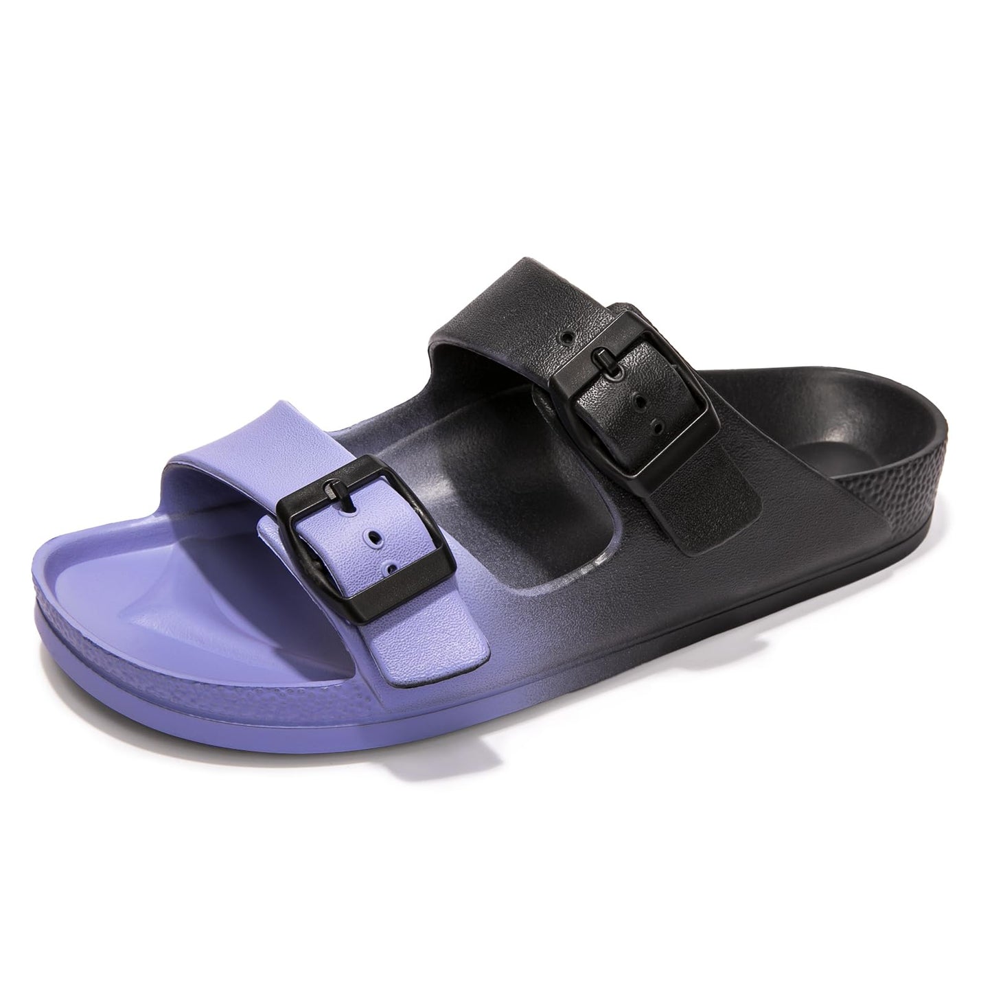 FUNKYMONKEY Women's Comfort Slides Non-Slip Lightweight Flat Beach Sandals | Adjustable Buckle Plastic Sandals with Arch Support, Waterproof Non-Slip Summer Slippers for Pool, Shower & Daily Wear