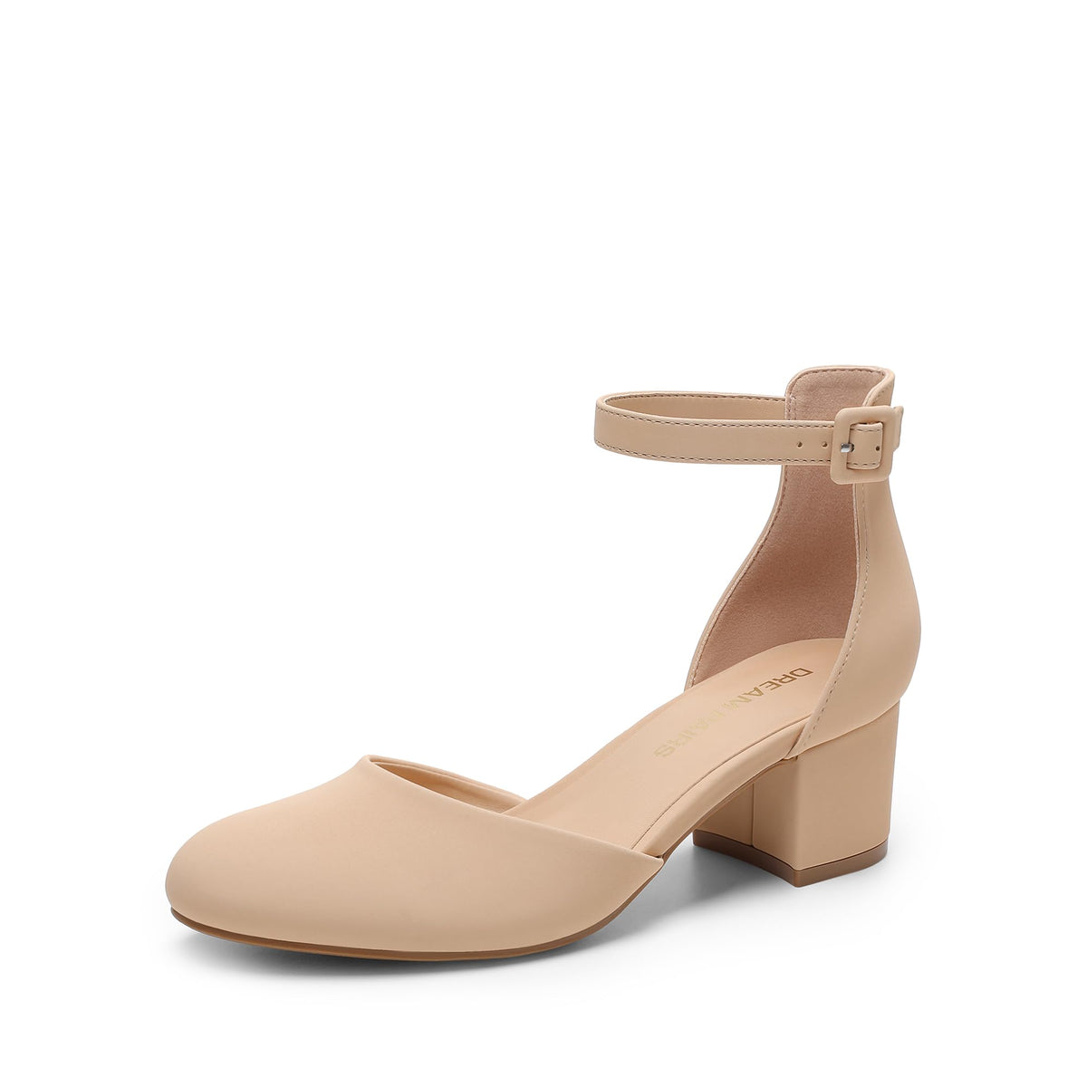 DREAM PAIRS Women's Round Toe Low Block Heel Pumps | Closed Toe Ankle Strap Chunky Heel Pumps Dress Shoes Wedding Office Party Dressy Shoes for Women