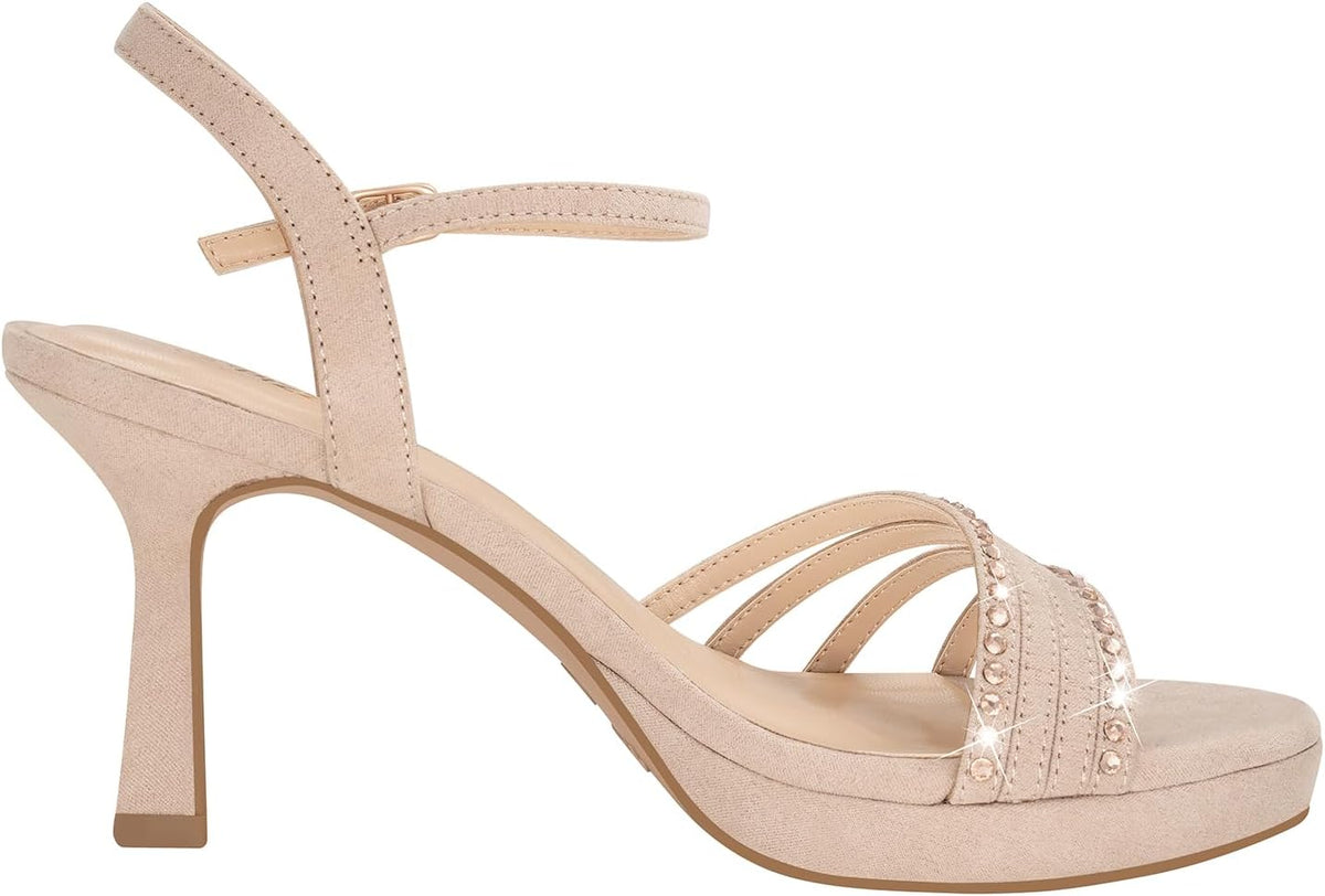 PIZZ ANNU Lena Women's Platform Heels High Block Chunky Sparkly Rhinestone Open Toe Ankle Strap Fashion Dress Pump Sandals Shoes for Party Wedding