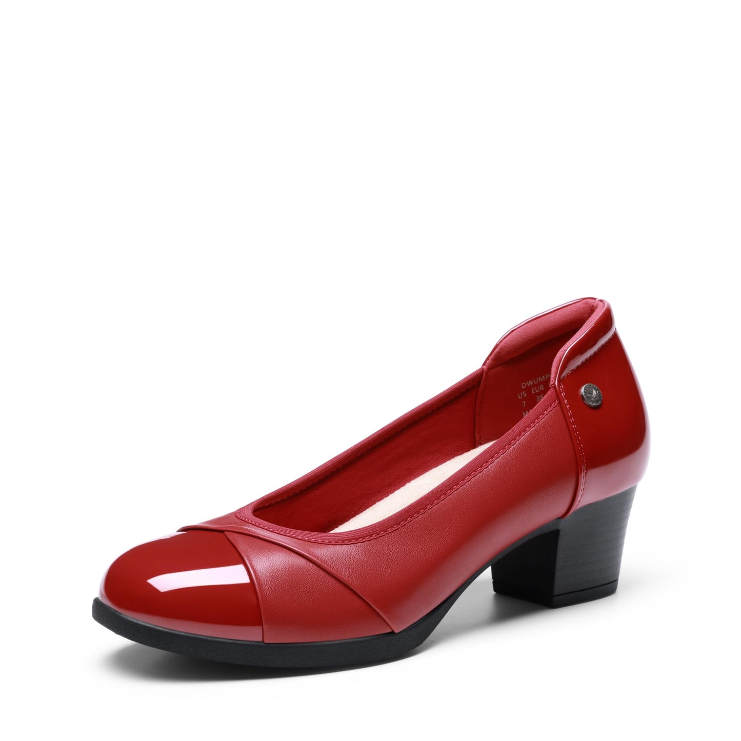 DREAM PAIRS Women's Pumps Low Chunky Arch Support Heels | Bunion-friendly with 3D cushioned insole and flexible anti-slip sole for all-day comfort, suitable for work and daily