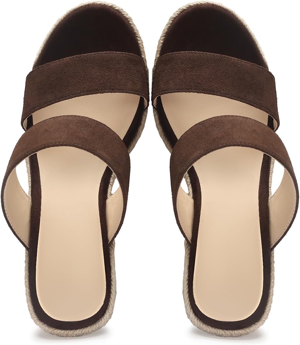 VICKI·VICKI Women's Wedge Sandals Wedges Heels Espadrilles,Slip on Open Toe Platform Summer Shoes,Casual Fashion Vacation Beach Dressy Office