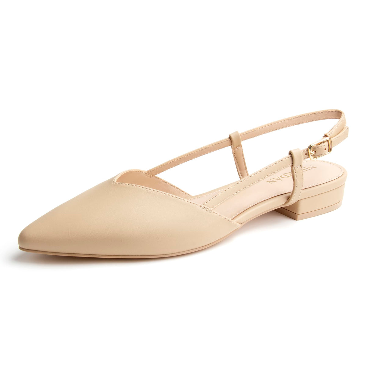 Slingback Flats for Women Closed Pointed Toe Buckle Strap Dress Shoes Elegant Ballet Flats Low Heel Walking Wedding Party